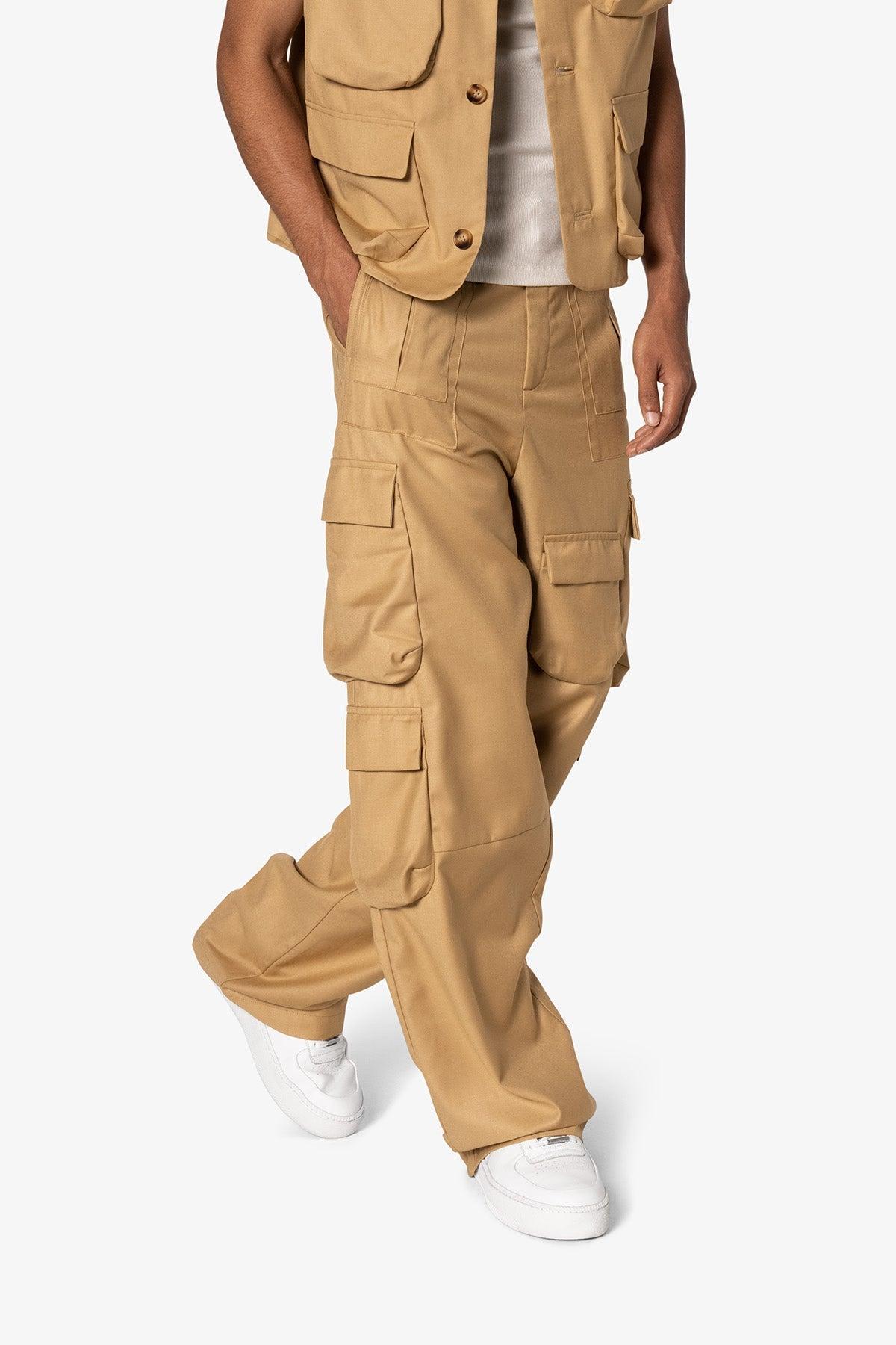 Bonded Gabardine Cargo Pants - Tan Product Image