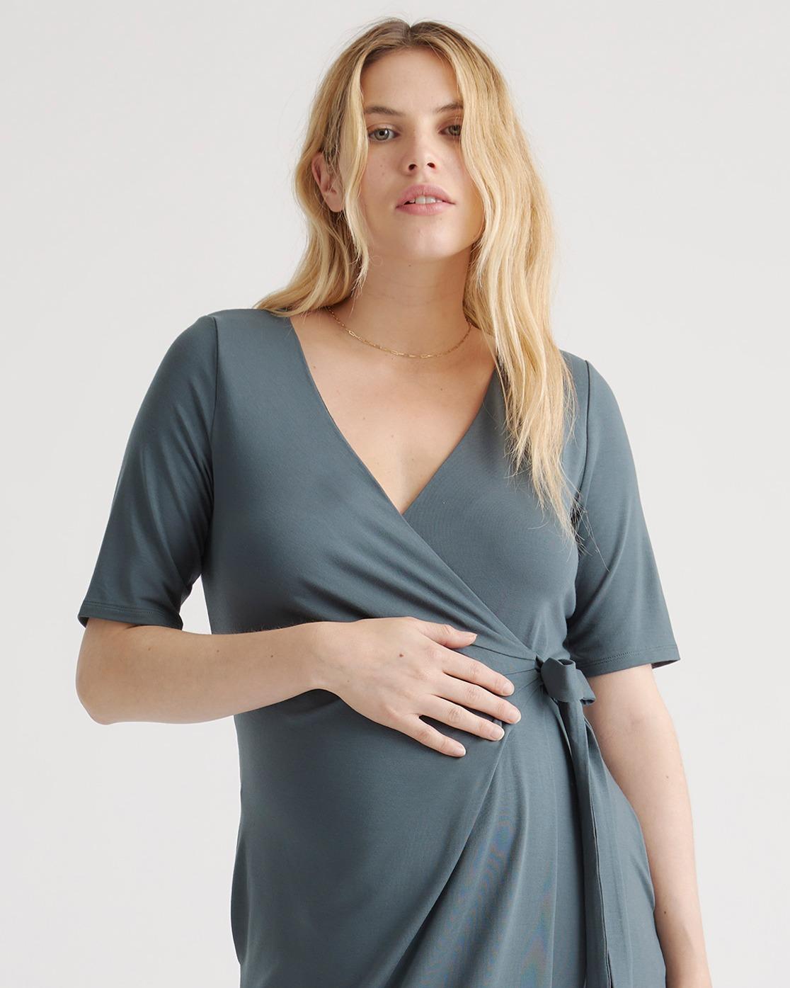 Quince | Women's Tencel Jersey Maternity & Nursing Wrap Dress Size XS Product Image