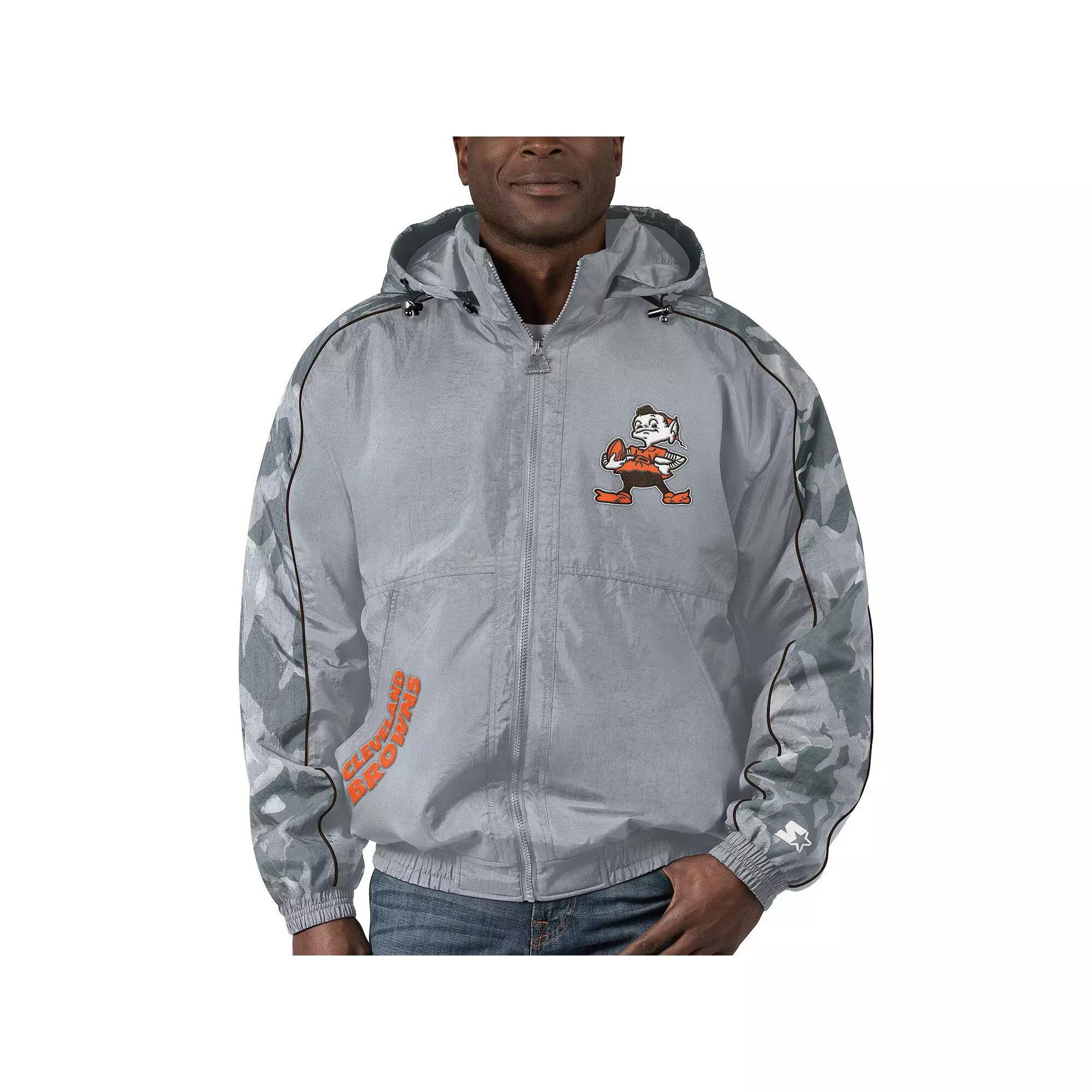 Men's Starter Gray Cleveland Browns Thursday Night Gridiron Throwback Full-Zip Jacket,  Product Image