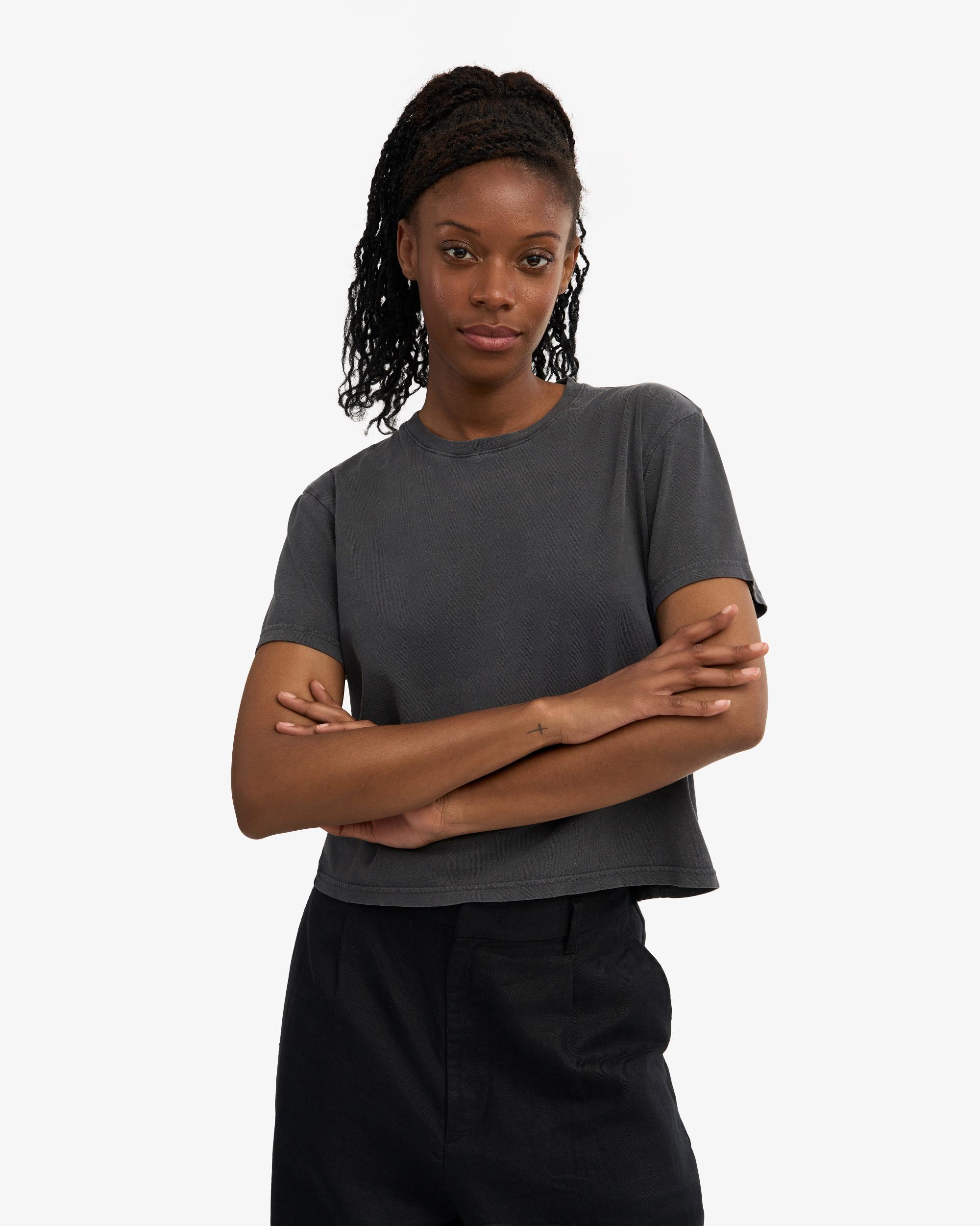 Organic Boxy Crop Tee - Faded Black Product Image