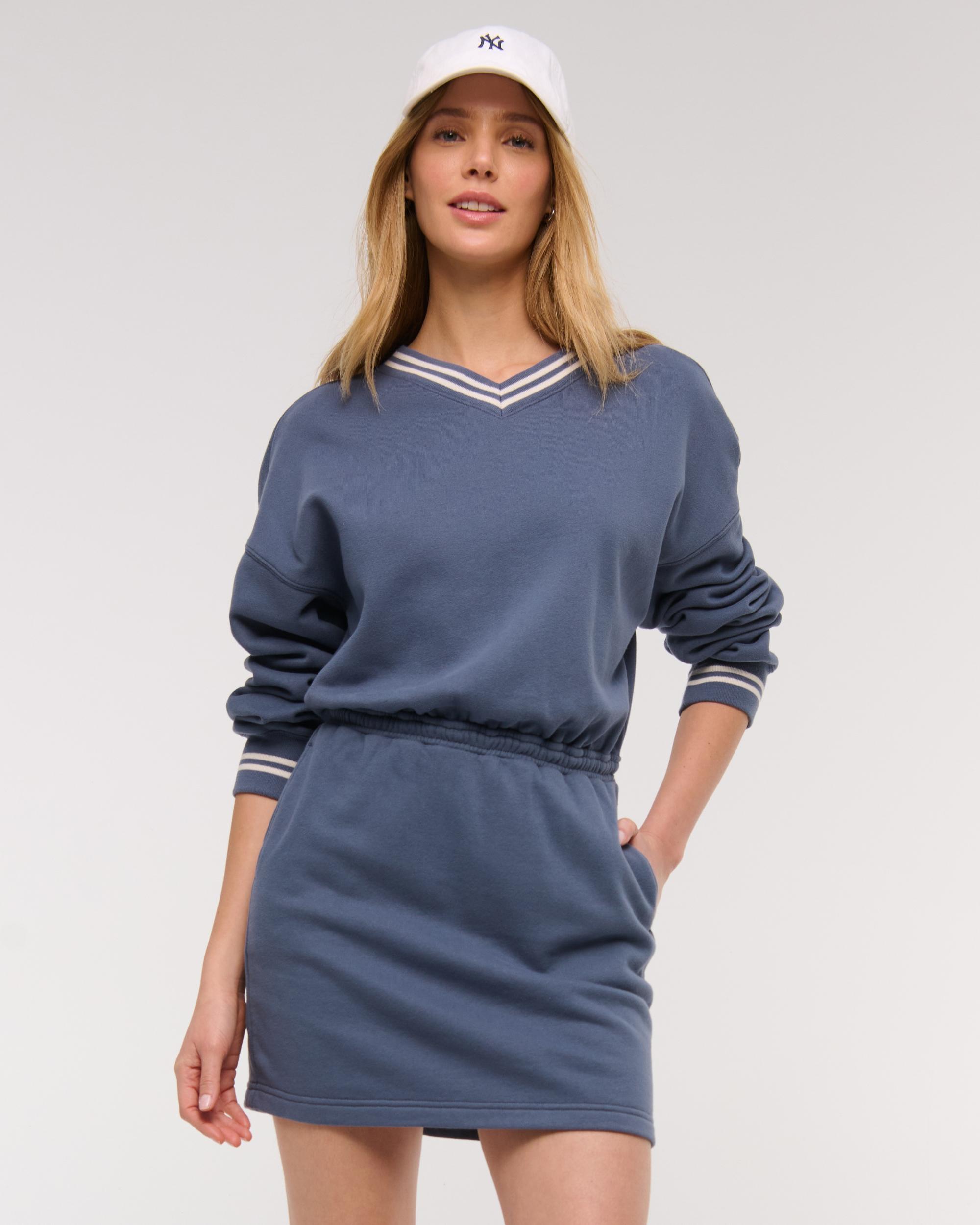 Fleece V-Neck Mini Dress Product Image