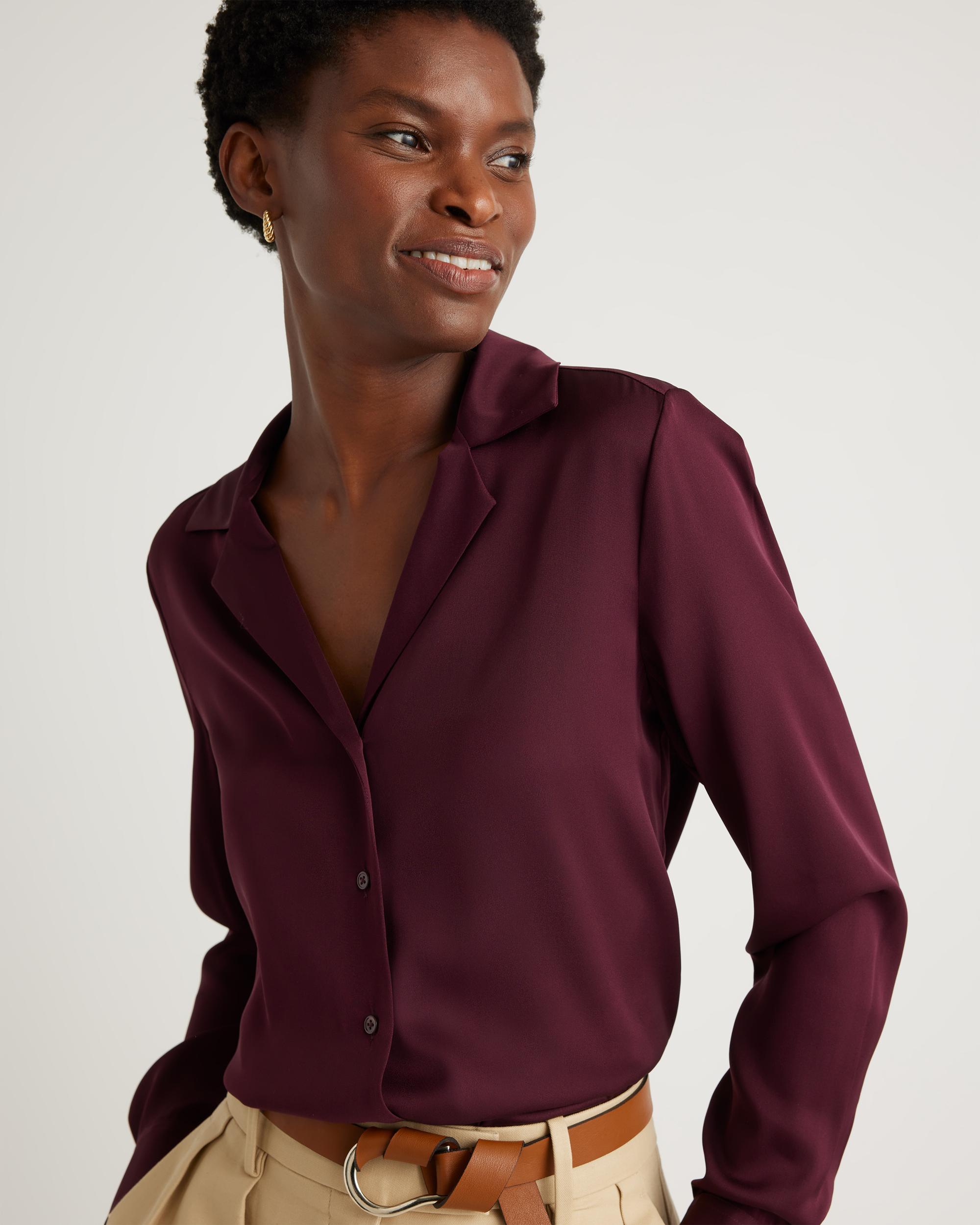 Quince | Women's Washable Stretch Silk Notch Collar Blouse Product Image
