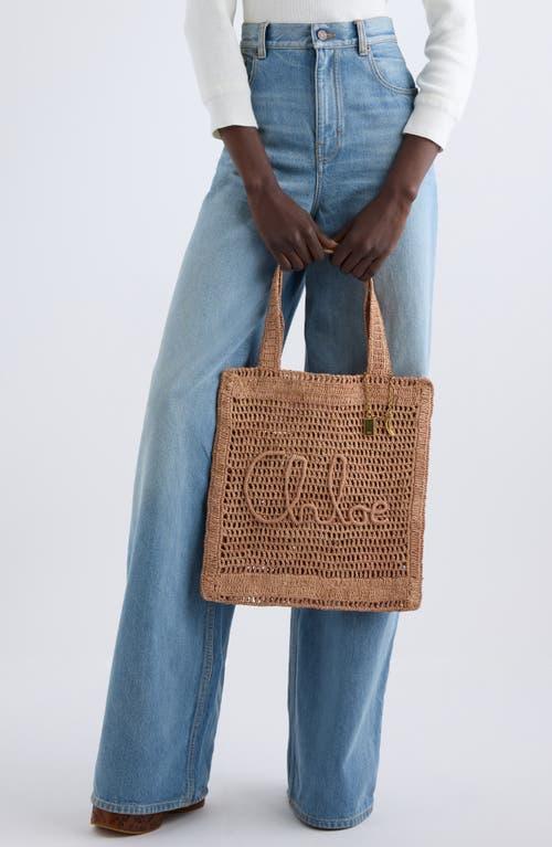 CHLOÉ Summer Banana Embellished Crocheted Embroidered Faux Raffia Tote In Beige Product Image