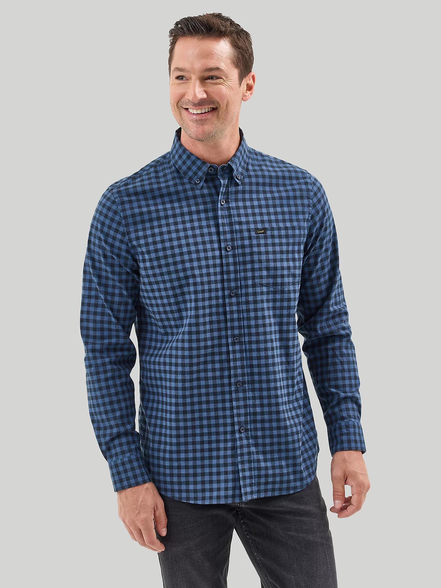 Men's Poplin Long Sleeve Plaid Shirt | Men's Tops | Lee® Product Image