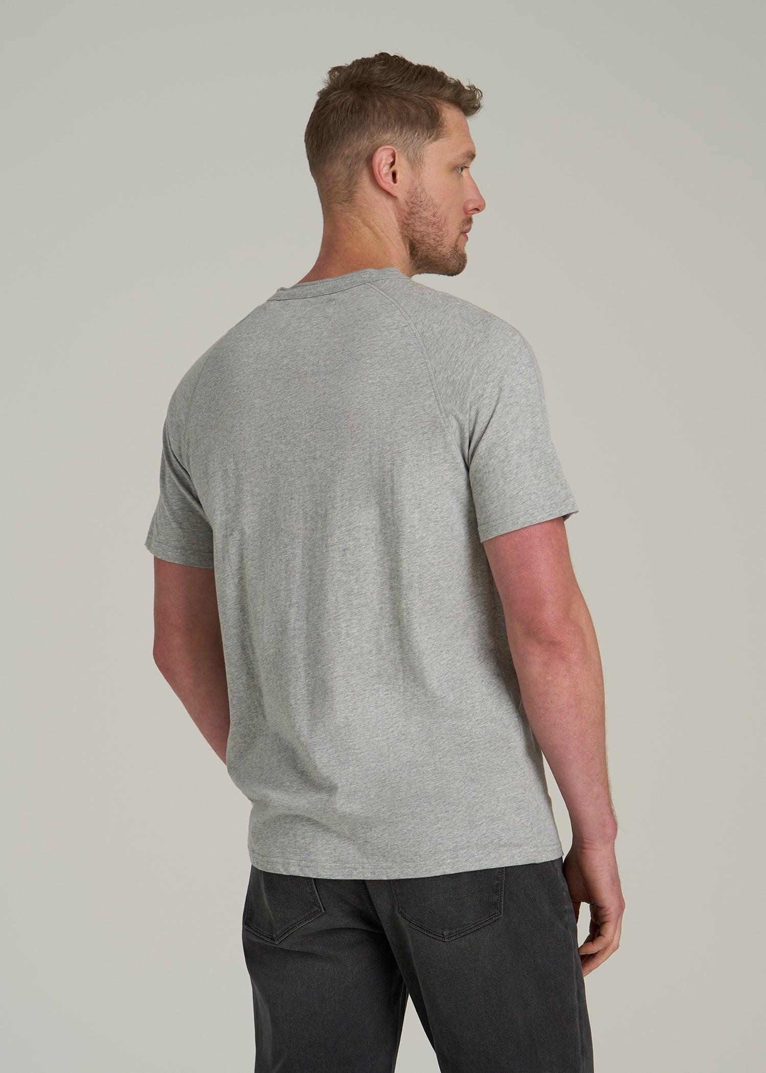 LJ&S REGULAR-FIT Jersey Henley Tee for Tall Men in Heathered Grey Male Product Image