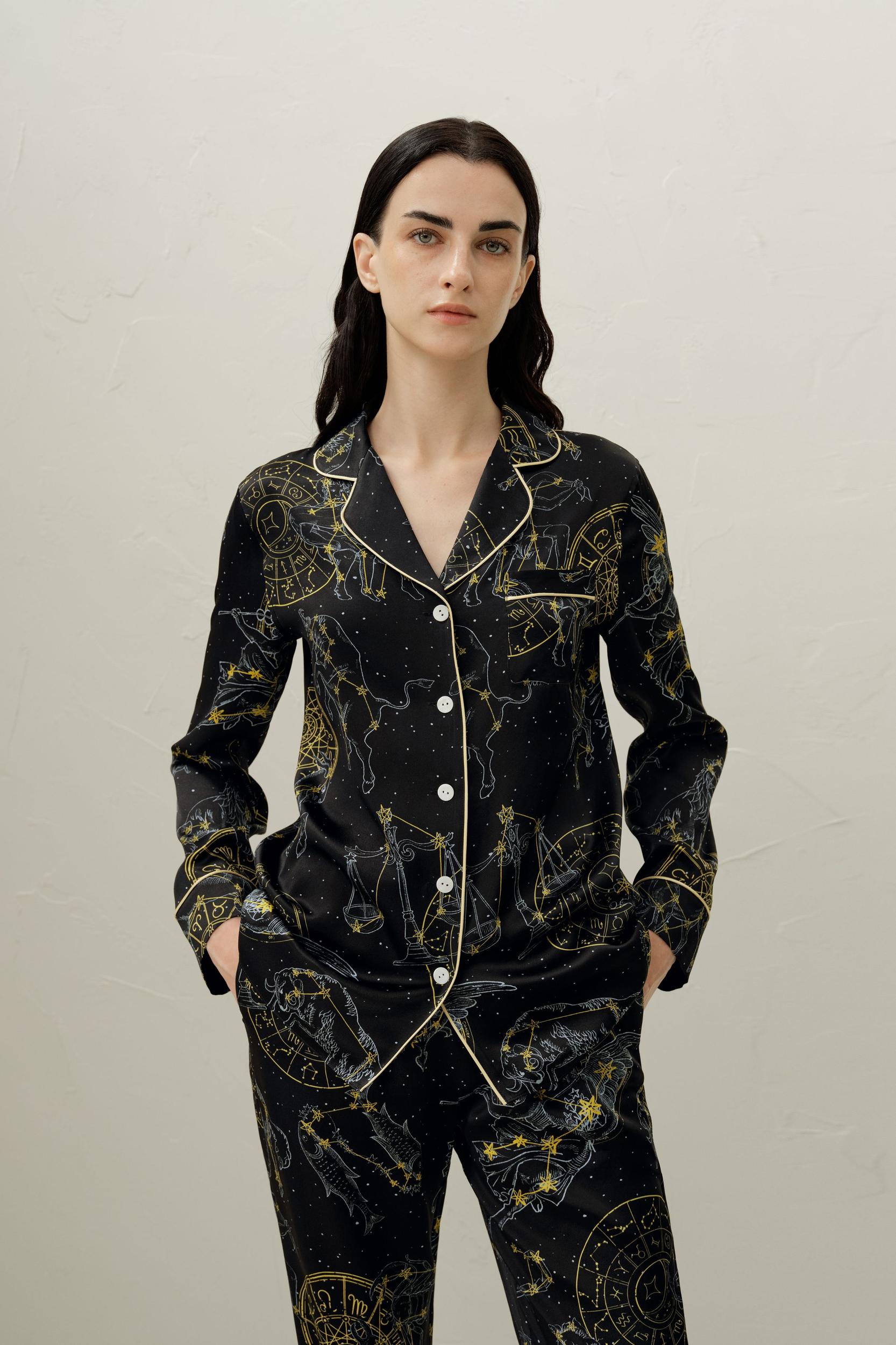 Virgo Zodiac Classic Silk Pajama Set Product Image