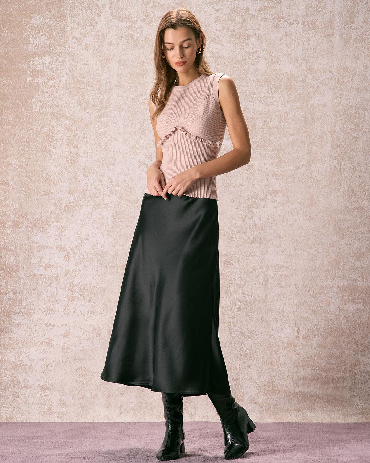 The Apricot Crew Neck Ruffle Knit Tank Top Product Image