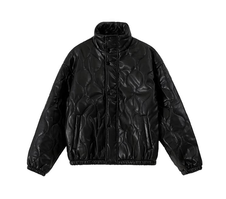 RT No. 10342 BLACK PATTERN STAND COLLAR LEATHER JK Product Image