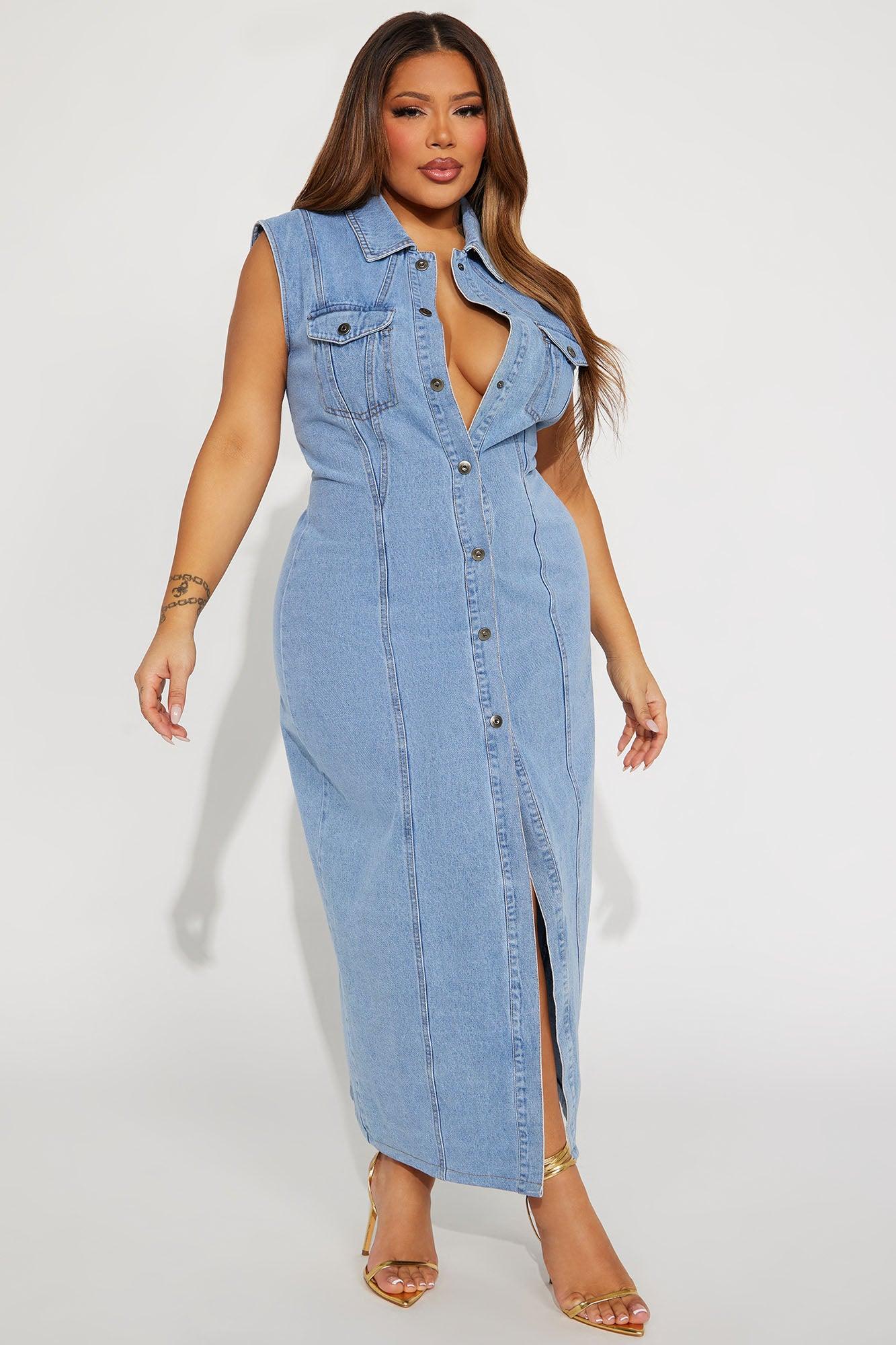 Tallahassee Denim Maxi Dress - Medium Wash Product Image