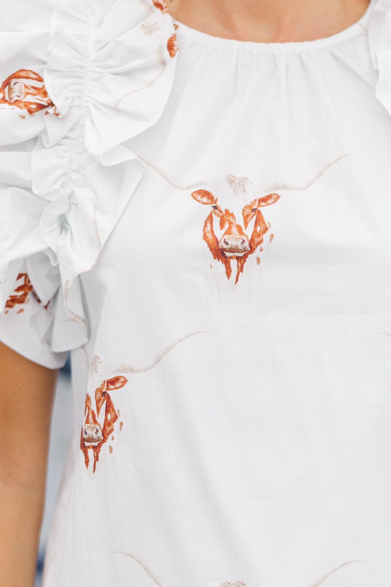 Listen To Your Heart White Longhorn Ruffled Blouse Female Product Image