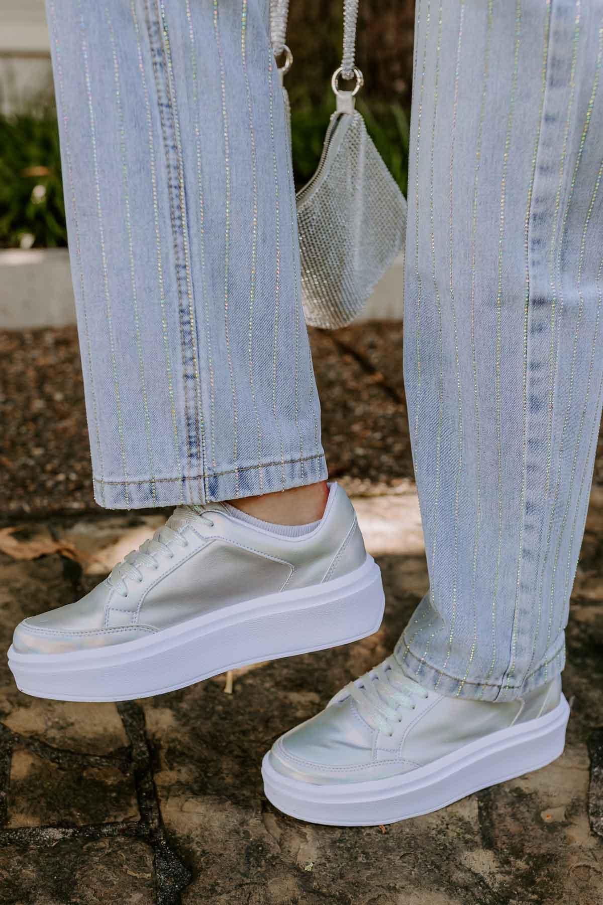 The Kimora Metallic Sneaker In Iridescent Product Image