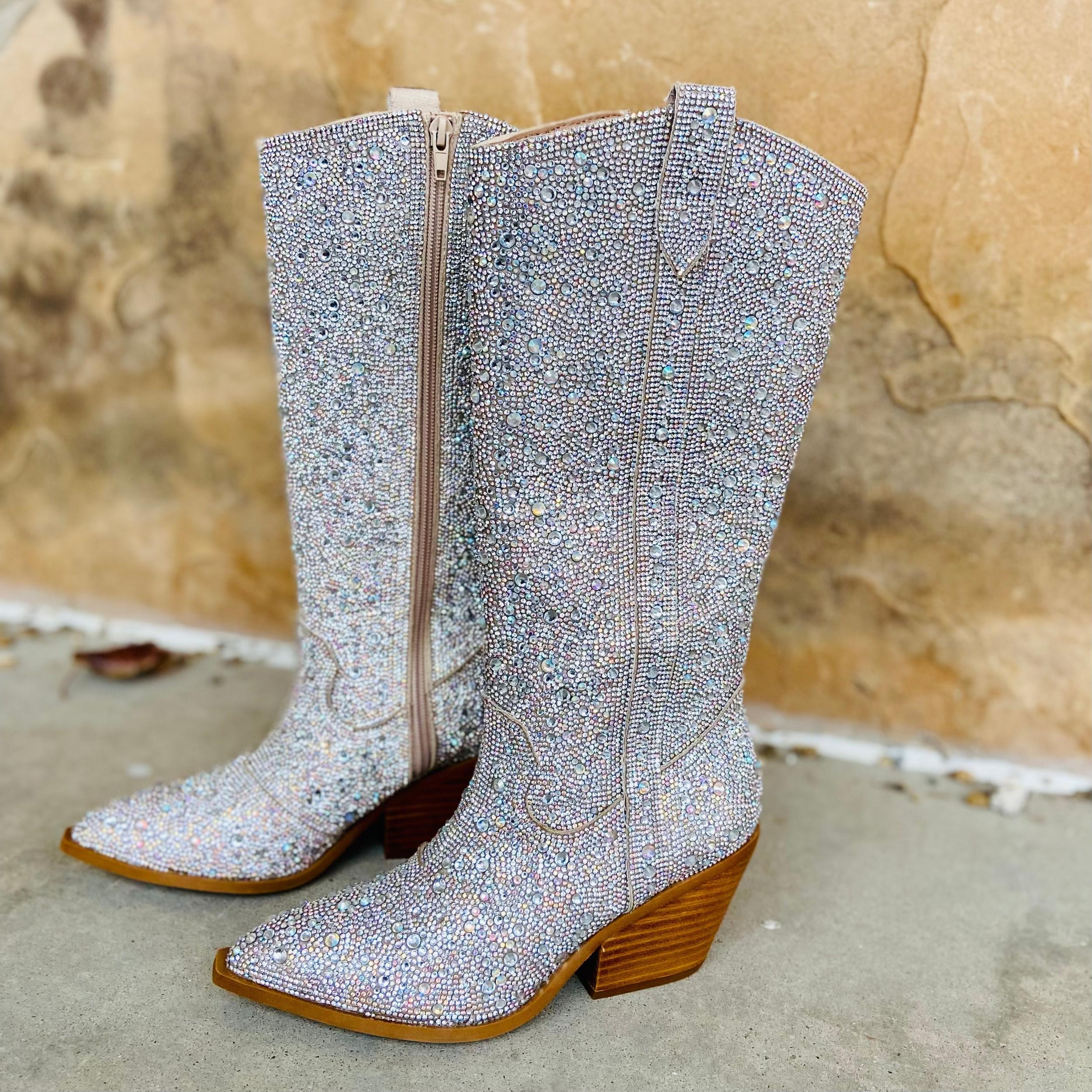 Glitz & Glam Silver Rhinestone Boots* Girls Product Image