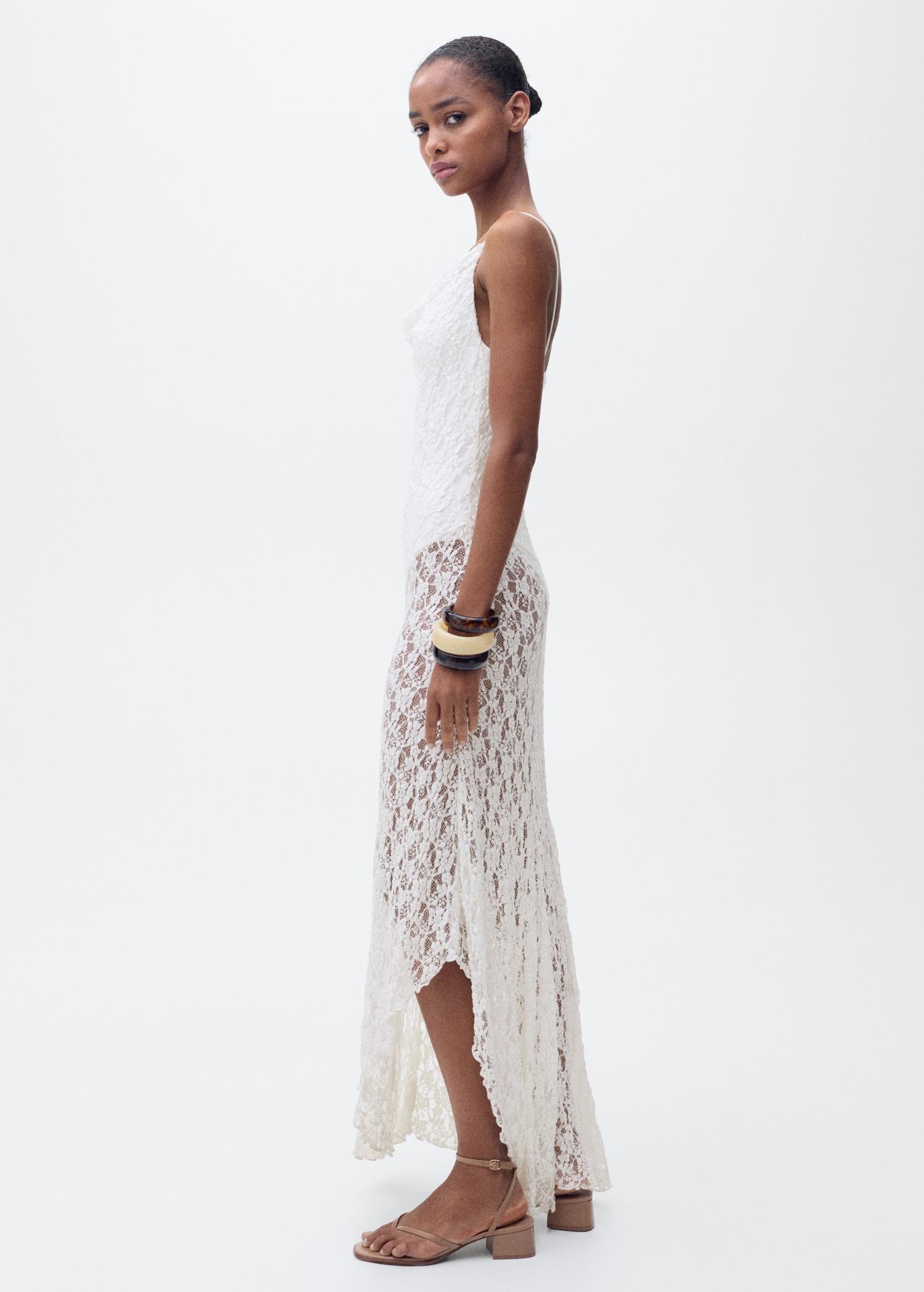 Lace dress with draped neck - Women | MANGO USA Product Image
