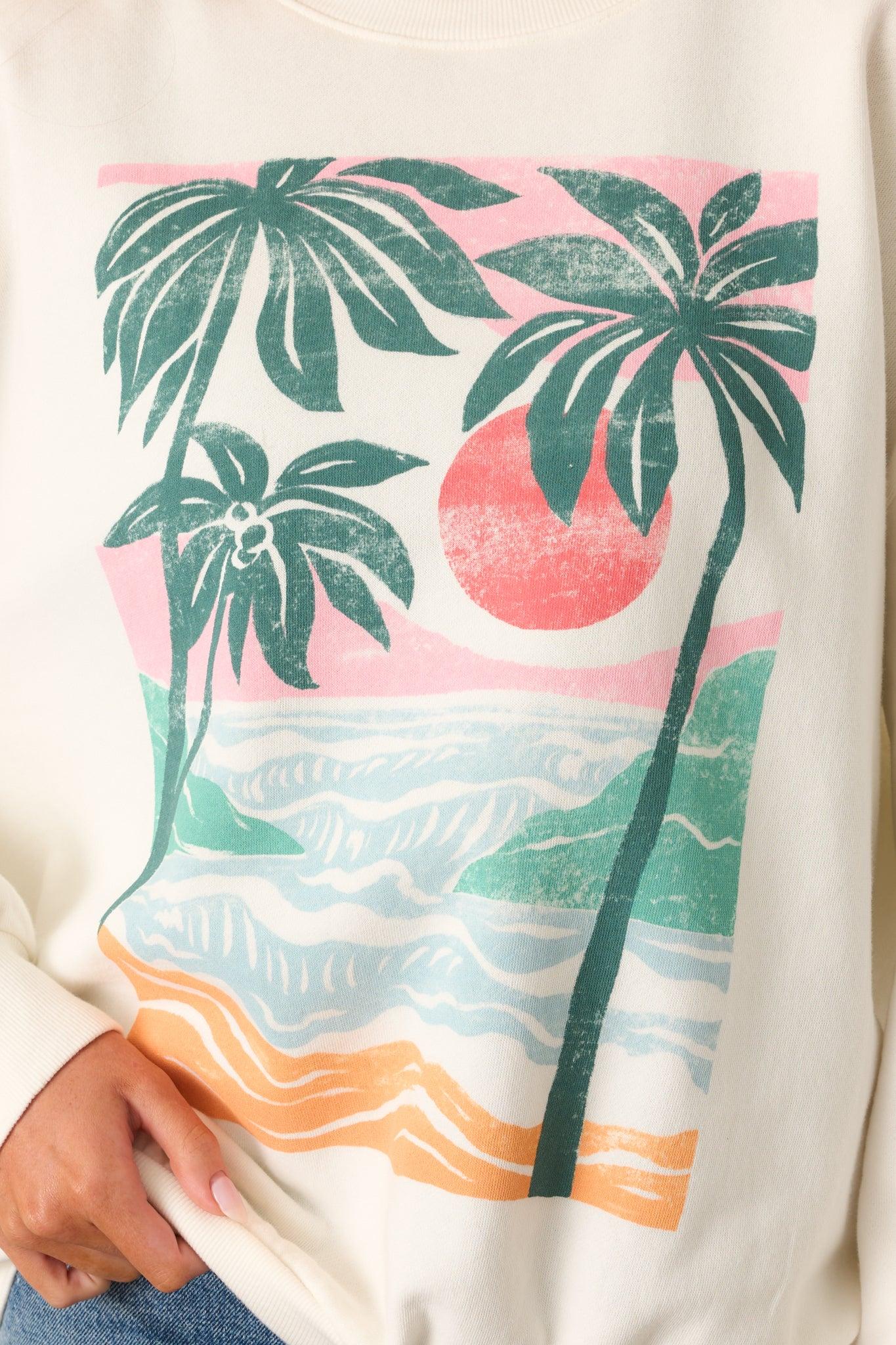 Z Supply Ivory High Tide Sunday Oversized Cotton Sweatshirt Product Image