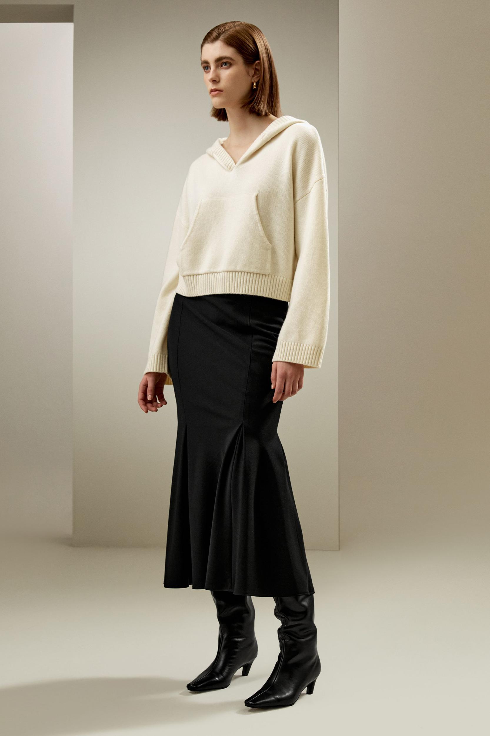 LILYSILK Hooded Cashmere Sweater - for Women - Green Wool Cashmere - Timeless Loose Fit Sweater S Product Image