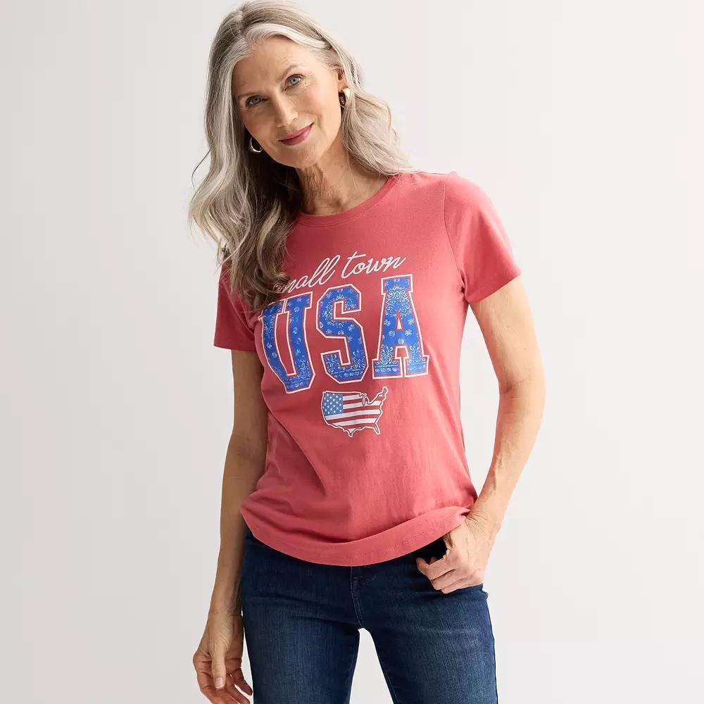 Women's Small Town USA Americana Graphic Tee, Size: Medium, Red Product Image