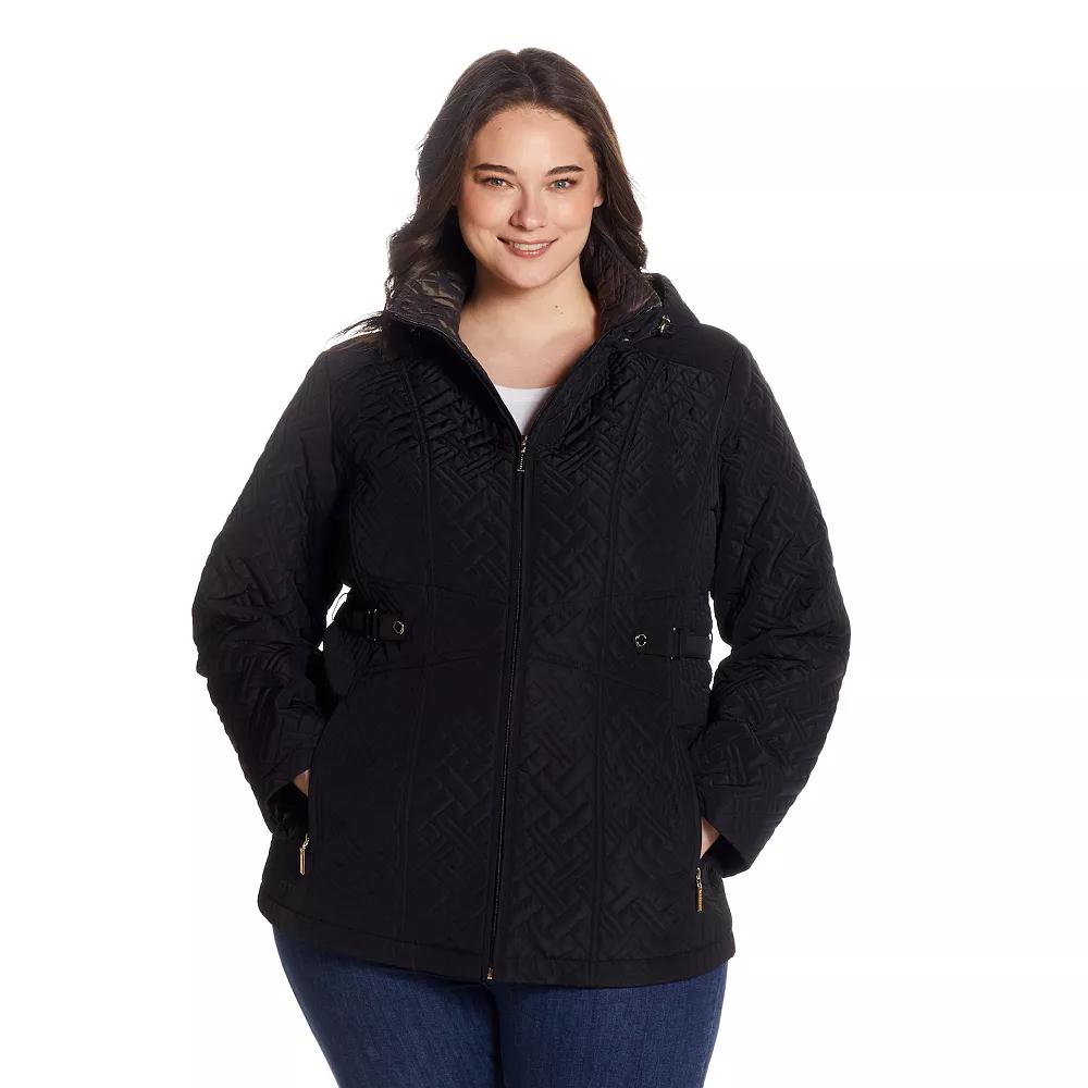 Plus Size Gallery Hooded Midweight Quilted Jacket, Women's, Size: 1XL, Black Product Image
