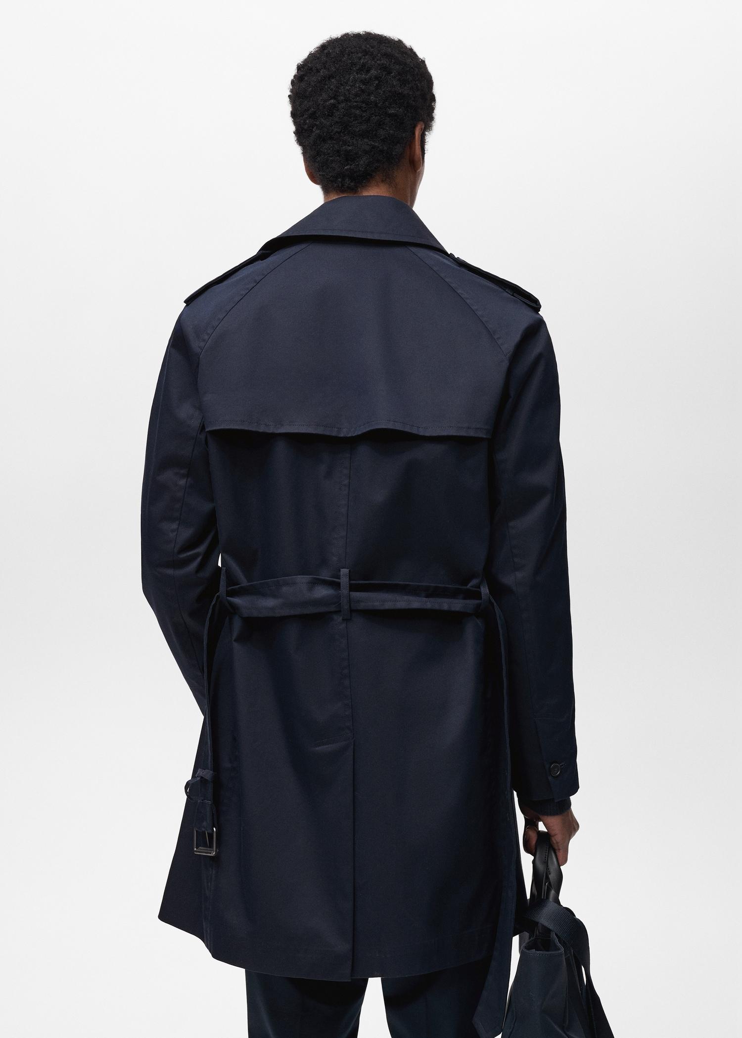 Water-repellent belted trench coat - Men | MANGO USA Product Image