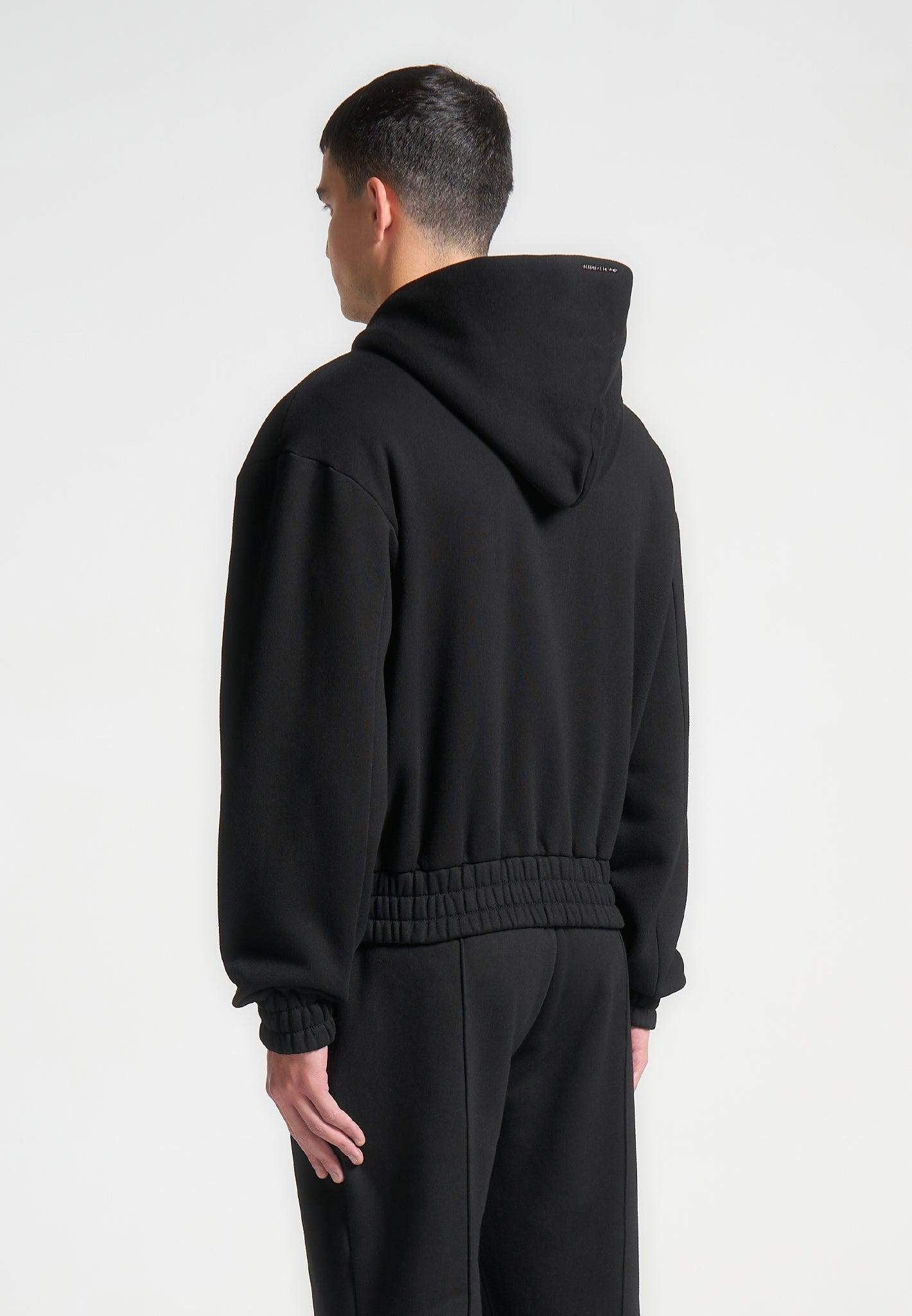 Kevin - Embossed Zip Hoodie - Black Male Product Image