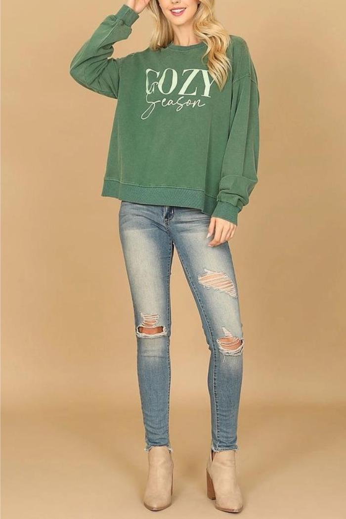 Long Sleeve Cozy Season Print Top Product Image