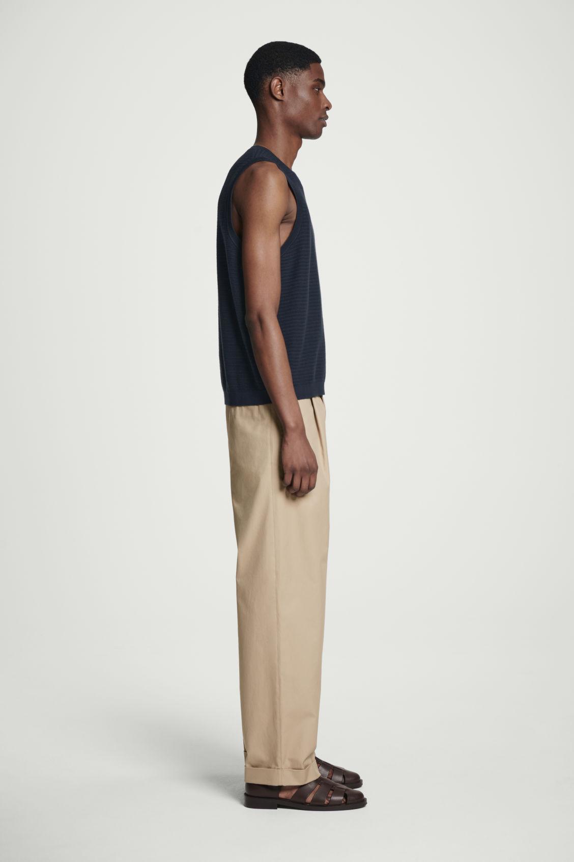 TEXTURED KNITTED COTTON TANK TOP Product Image