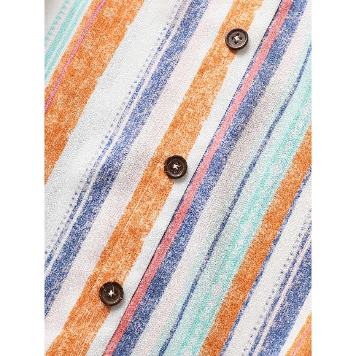 Plus Size Colored Striped Button Detail Tank Top Women Multicolor Casual Button V-neck Everyday Tank Tops Camis BloomChic 14-16/1X Product Image