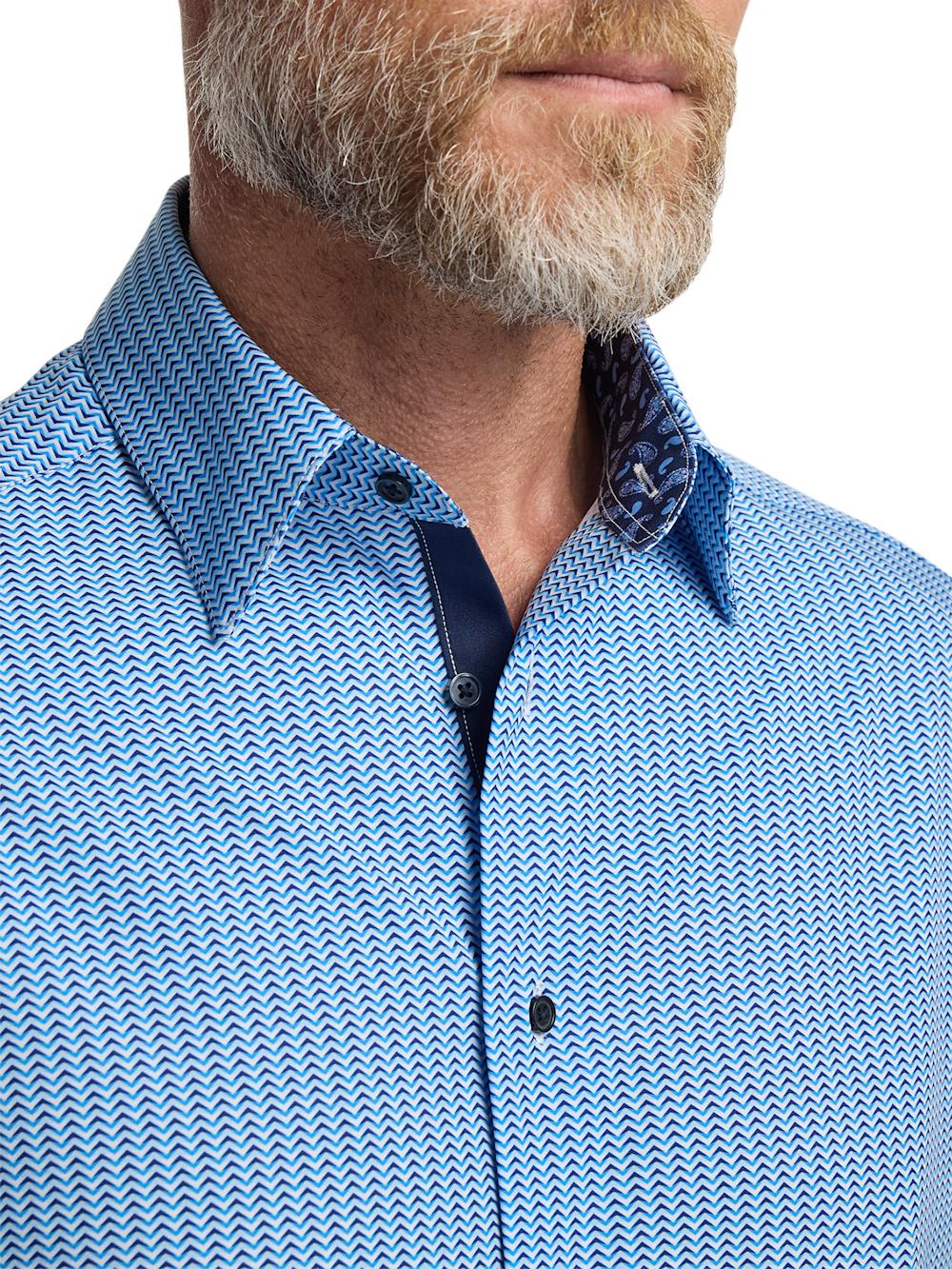 Performance Stretch Chevron Stripe Casual Shirt - Blue Product Image