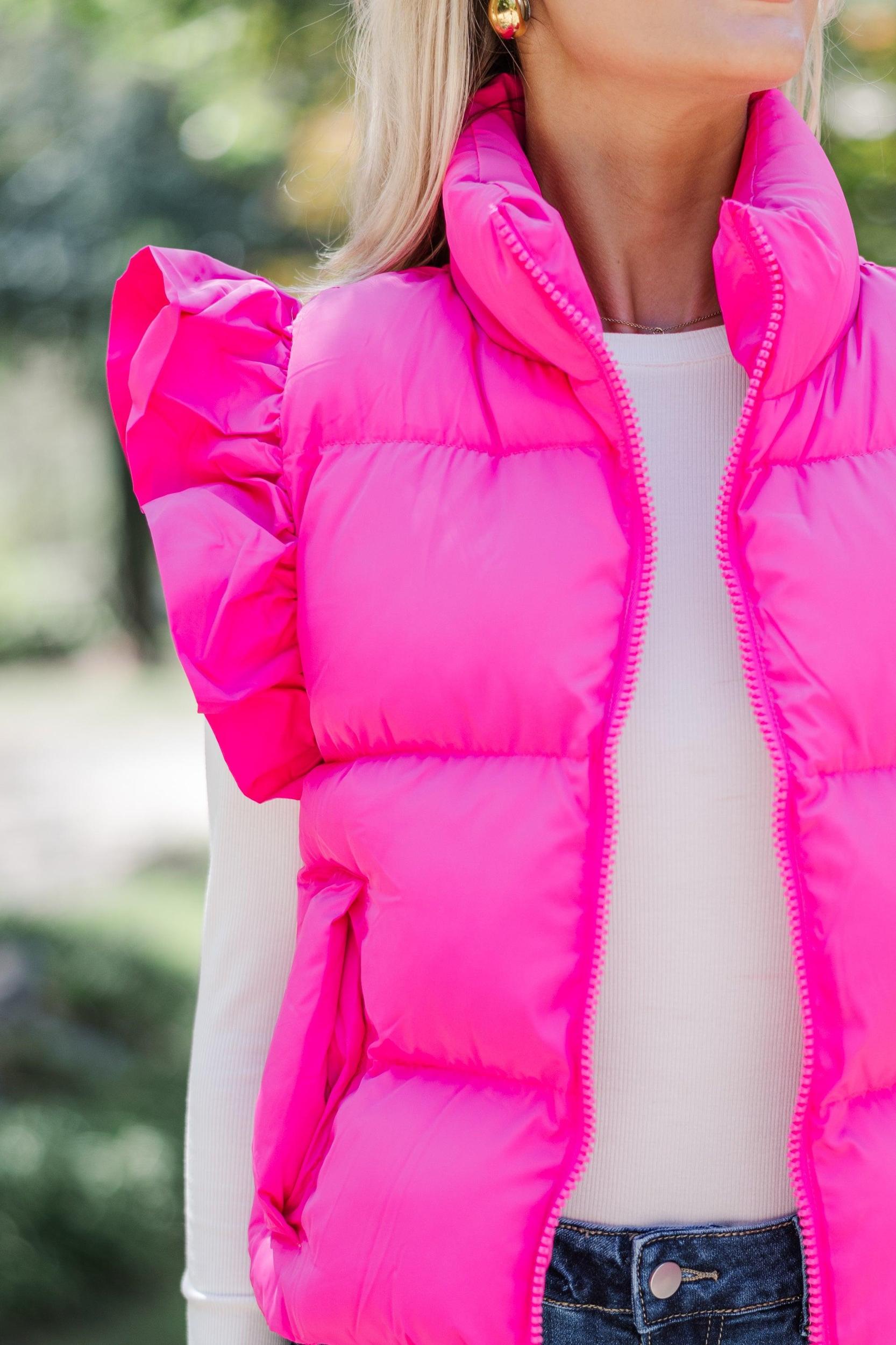 See You There Hot Pink Ruffled Vest Female Product Image