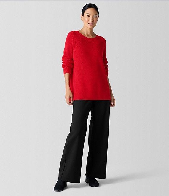Eileen Fisher Tencel™ Lyocell Double Knit Wide Leg Pull-On Ankle Pants Product Image