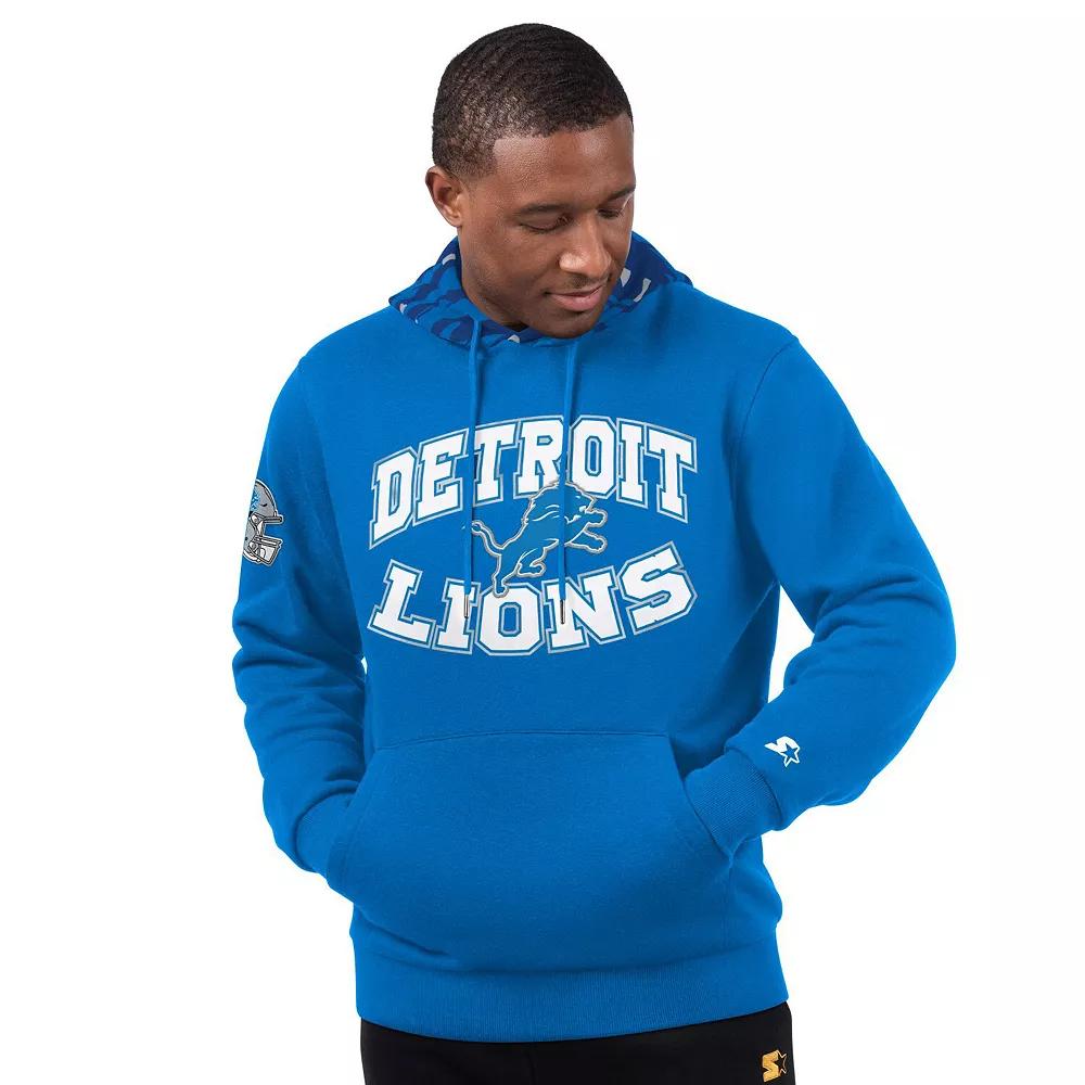 Men's Starter Blue Detroit Lions Thursday Night Gridiron Pullover Hoodie, Size: Large Product Image
