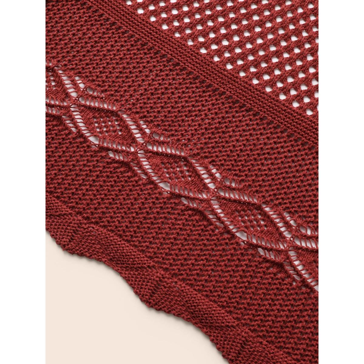 Plus Size Texture Tie Knot Bell Sleeve Cardigan Russet Women Casual Loose Three Quater Length Sleeve Everyday Cardigans BloomChic 28/5X Product Image