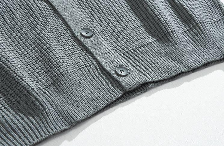 RT No. 5550 GRAY KNITTED FULL BUTTON-UP SWEATER Product Image