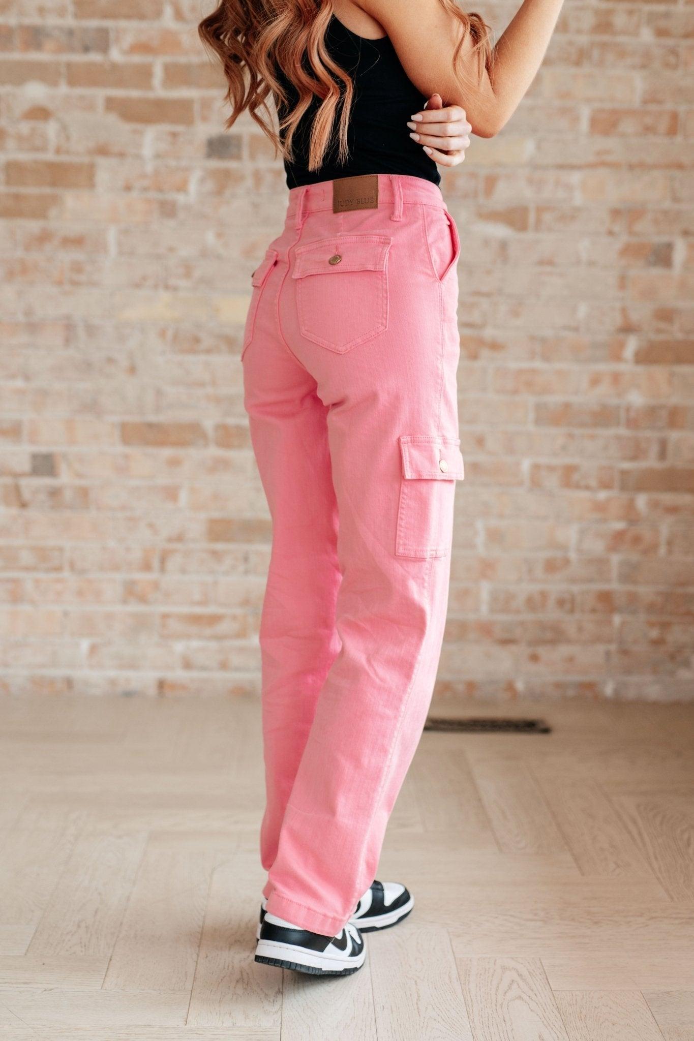 Peggy High Rise Cargo Straight Jeans in Pink (Online Exclusive) Product Image