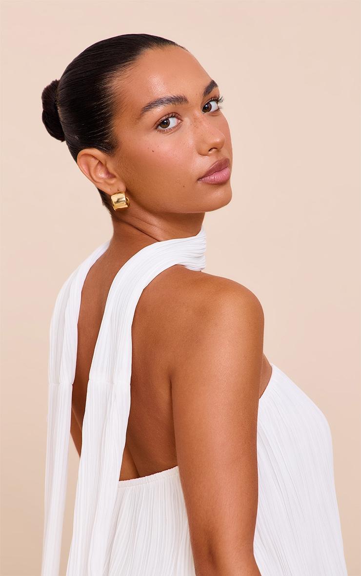 Cream Chiffon Bandeau Neck Scarf Detail Long Top Product Image