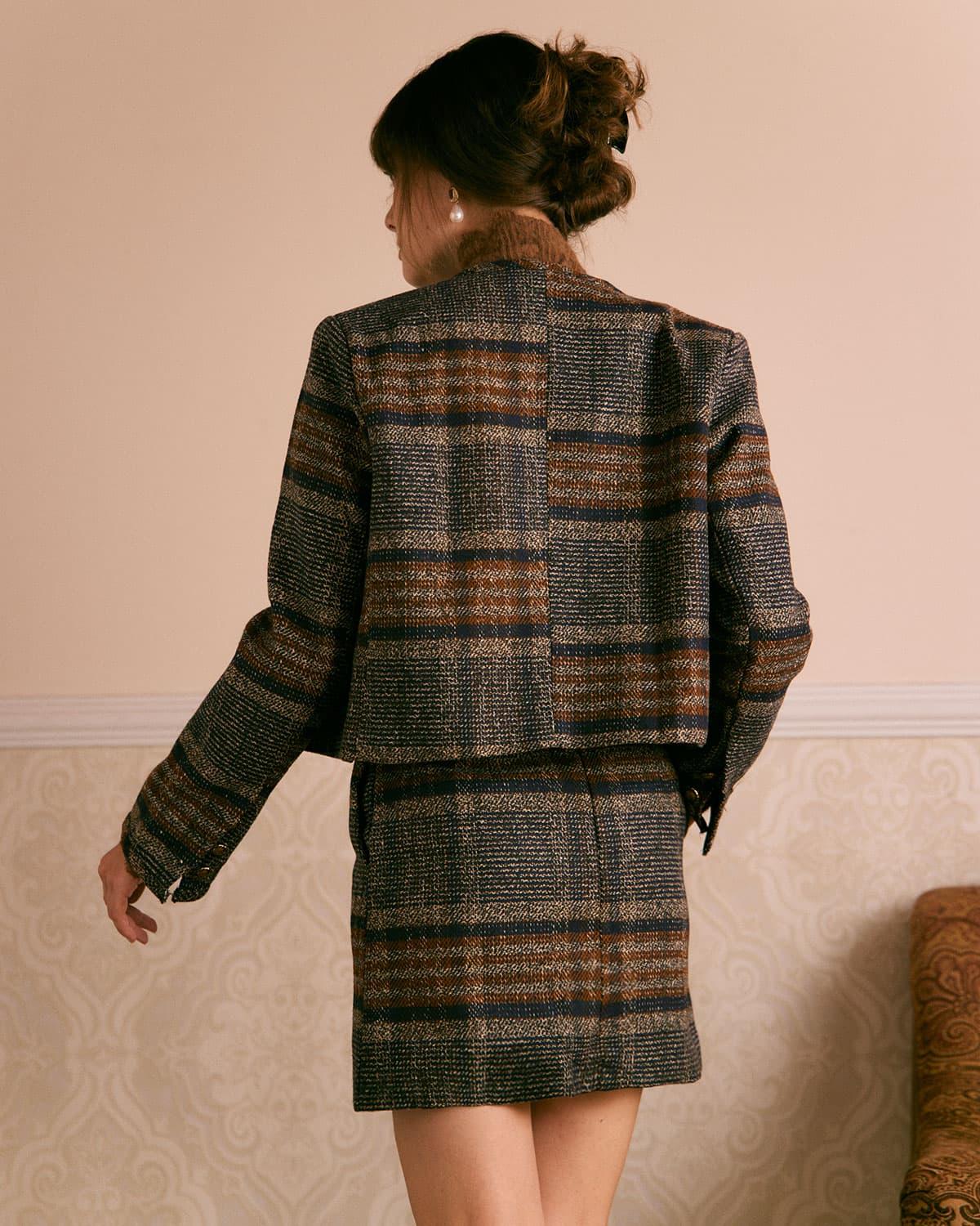 The Brown Natural Waisted Striped Mini Skirt Product Image