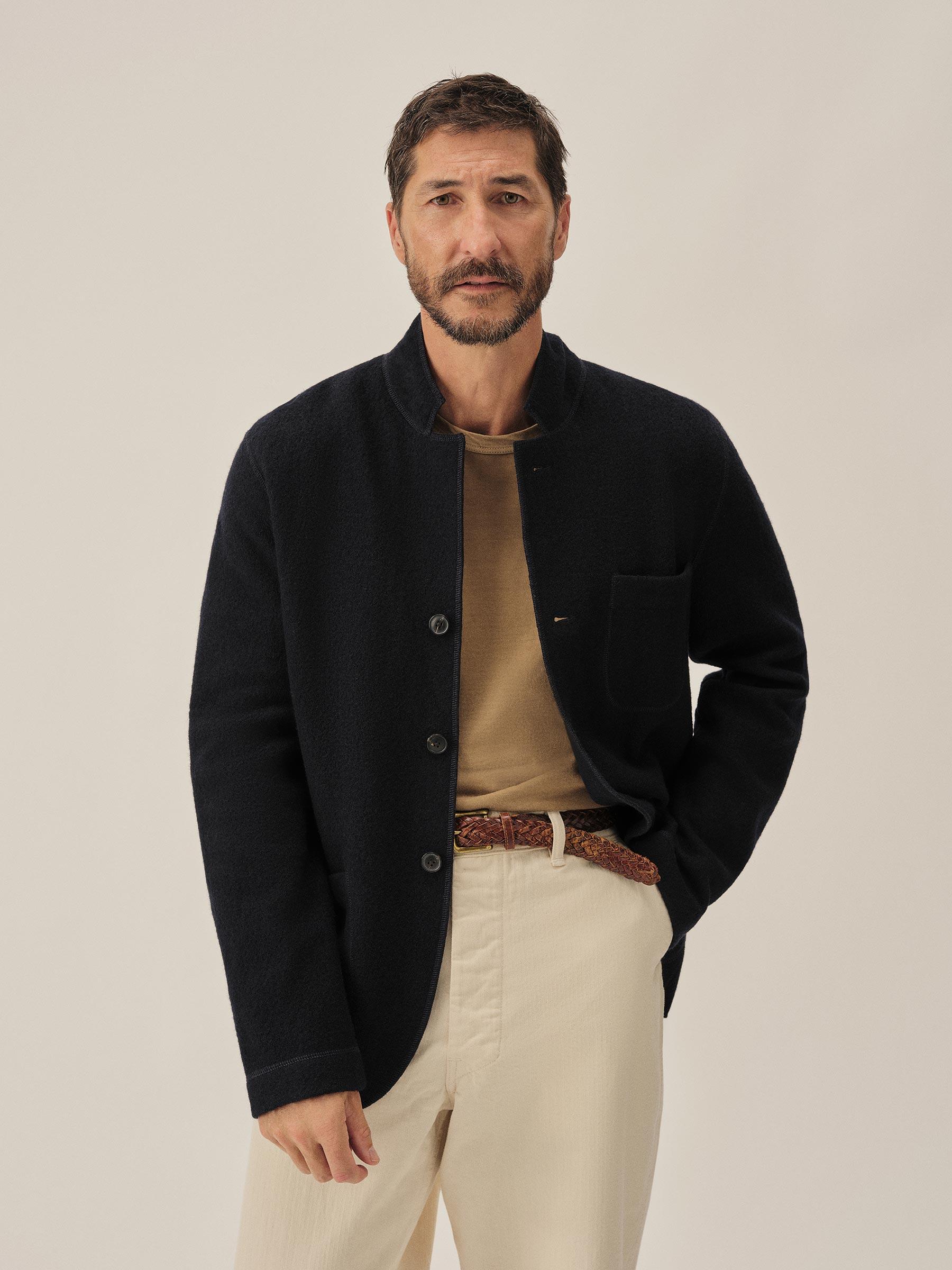 Navy Felted Chore Coat Product Image