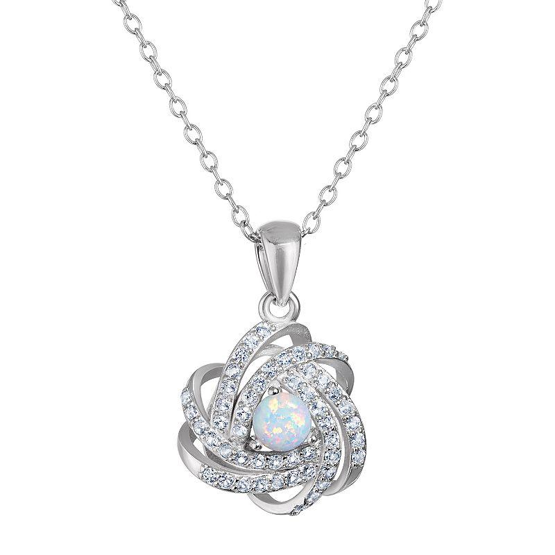 Designs by Gioelli Sterling Silver Gemstone Love Knot Pendant Necklace, Womens, Cr Red Product Image