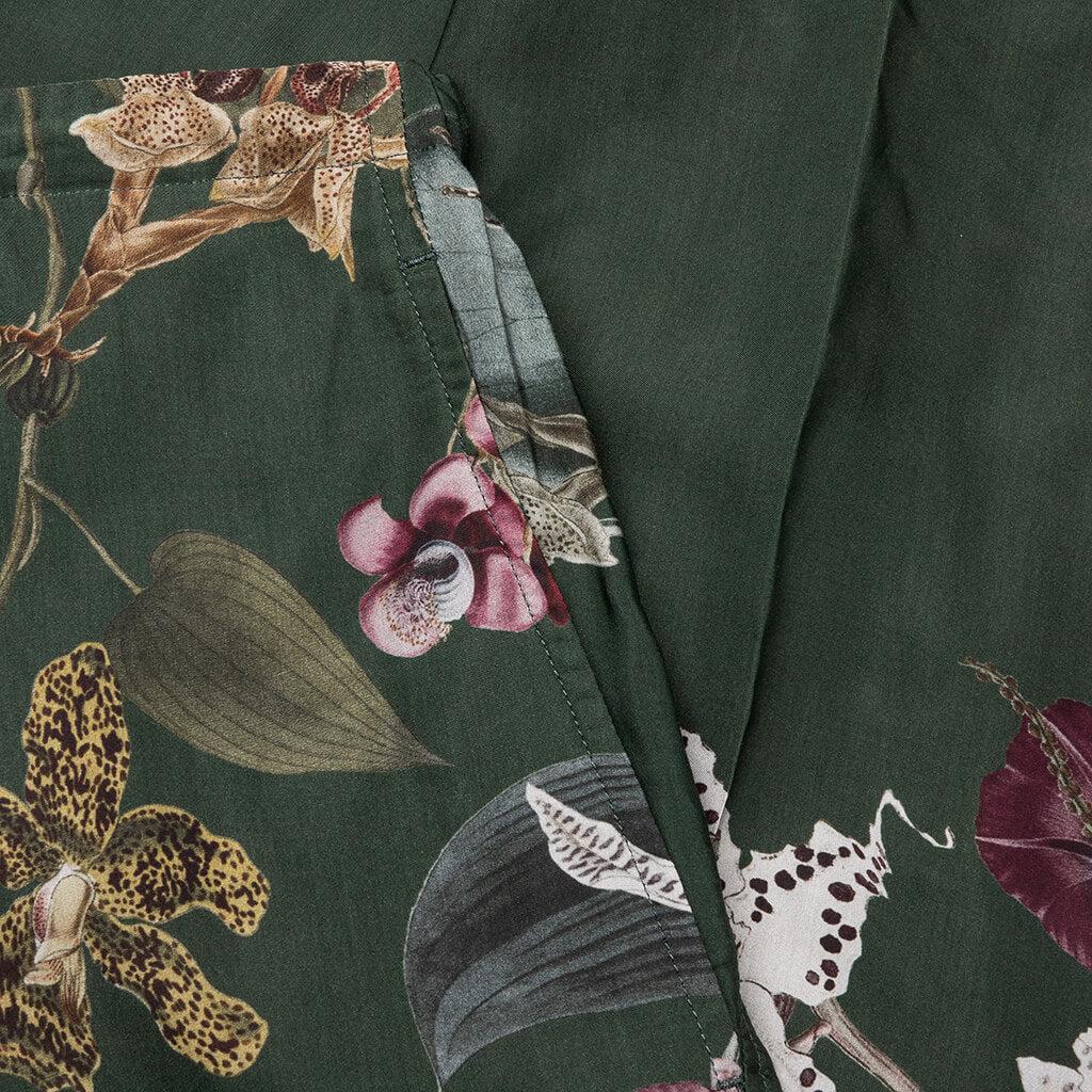 Green Pleat-Front Trousers With Floral Pattern 7092 M.W. - Bot Male Product Image