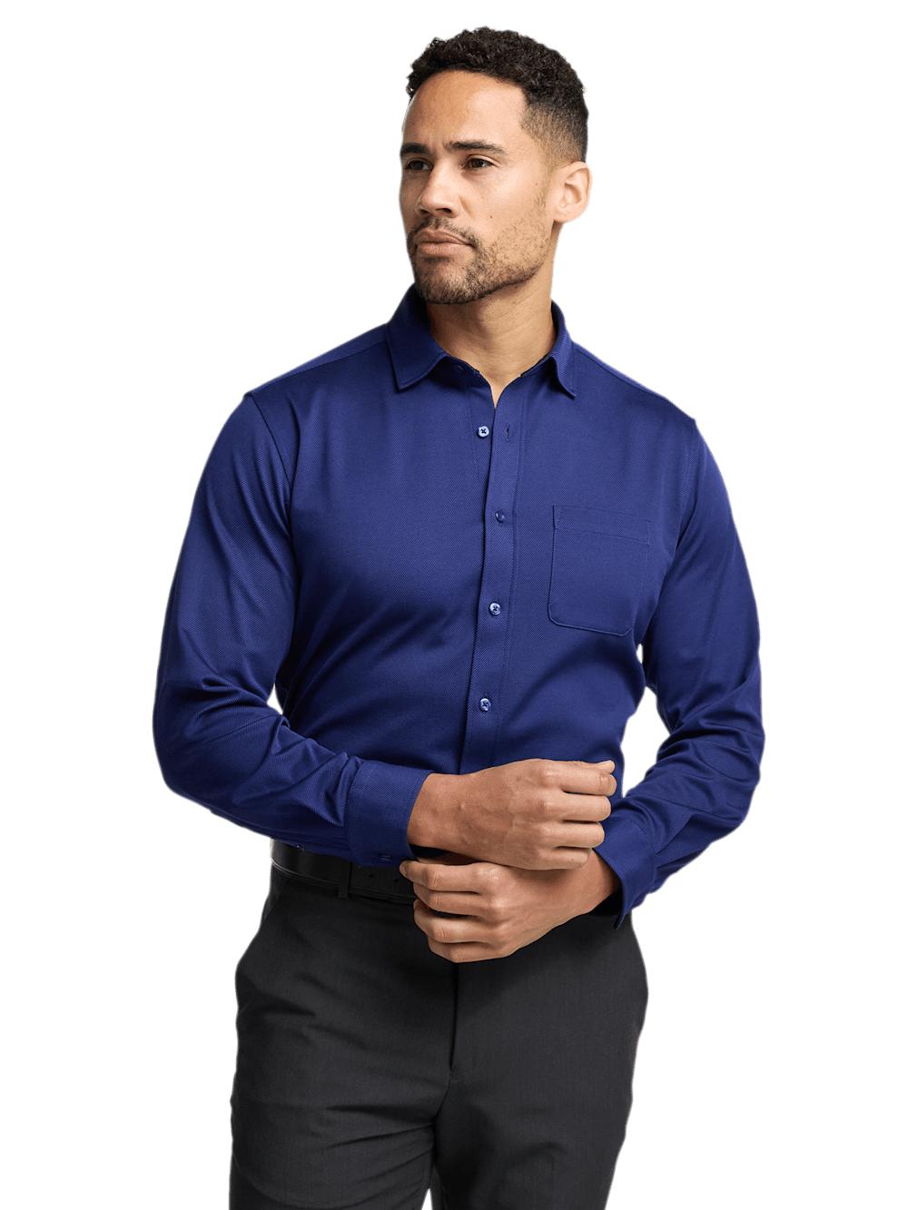 Cotton Blend Button Front Polo - Blue Product Image