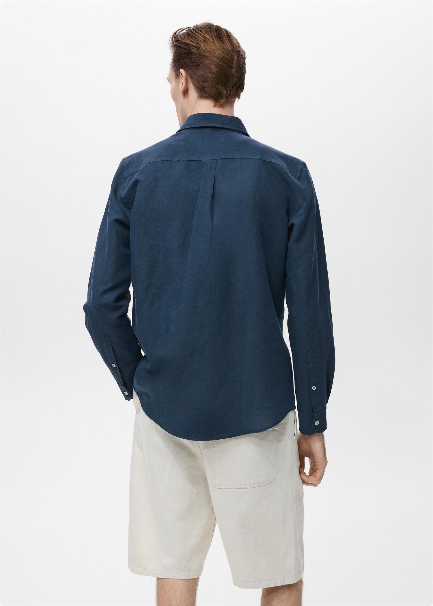 Pocket linen shirt - Men | MANGO USA Product Image