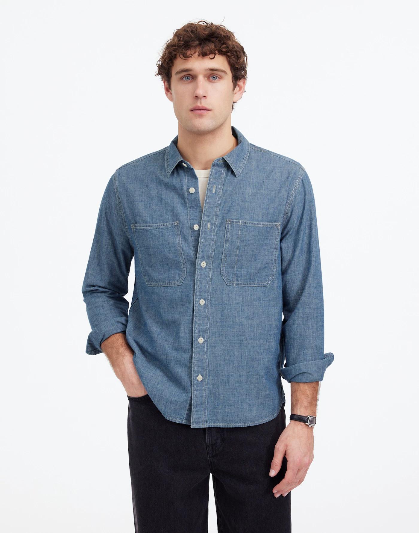 Button-Up Shirt in Japanese Chambray Product Image
