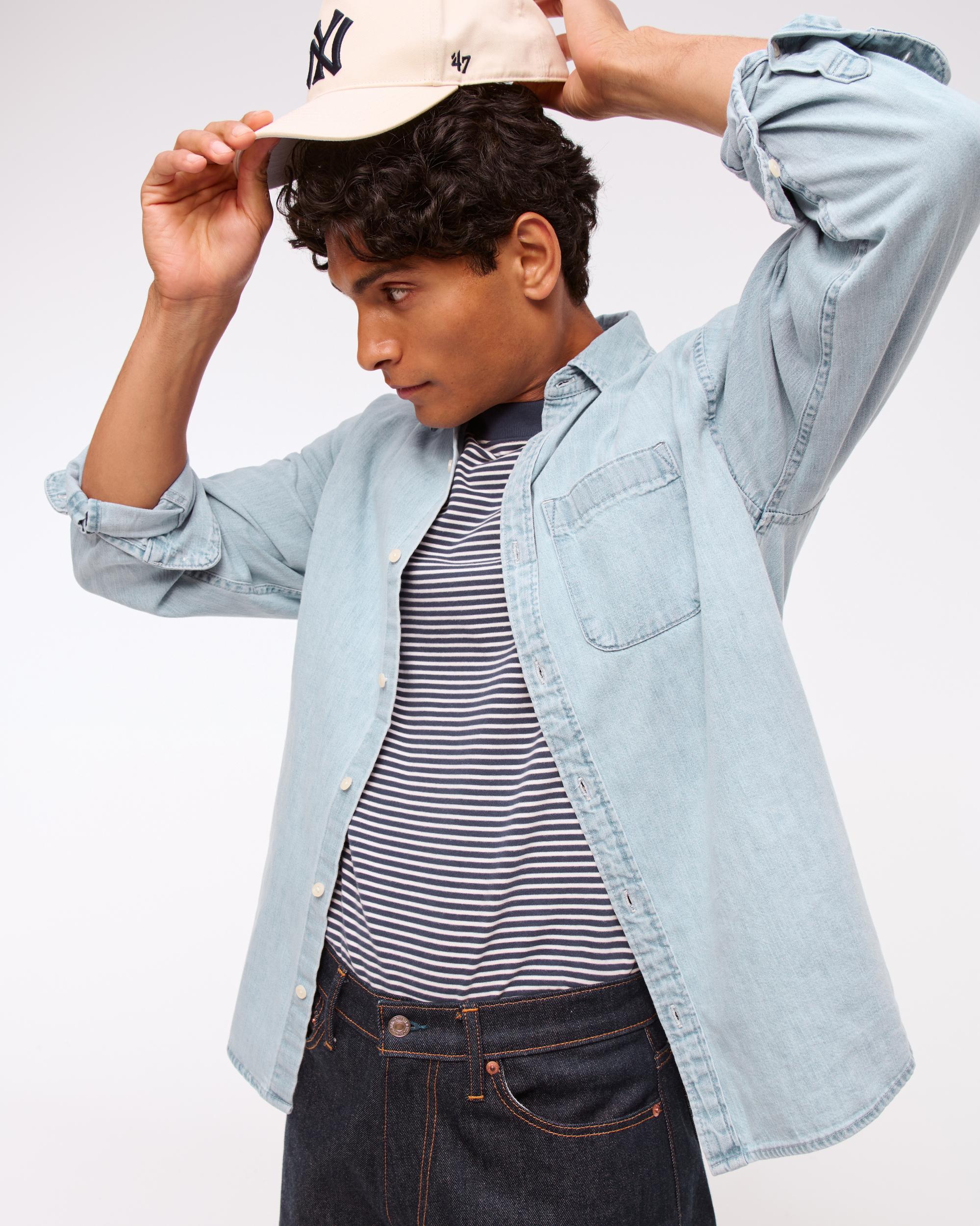 Denim Button-Up Shirt Product Image