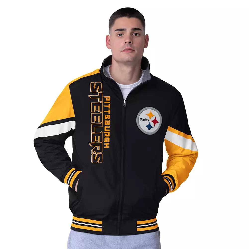 Men's G-III Extreme Black Pittsburgh Steelers Strong Arm Reversible Full-Zip Jacket, Size: XL Product Image