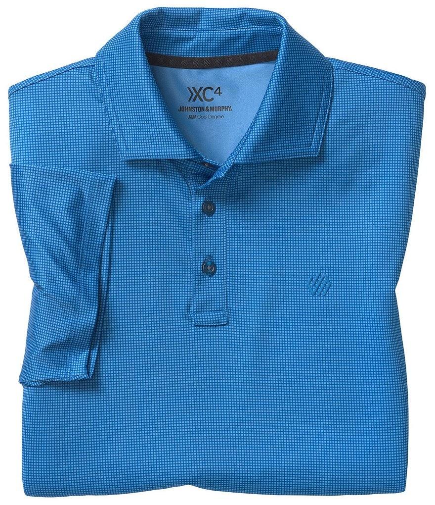 Johnston & Murphy XC4 Performance Stretch Cool Degree Mini Gingham Short Sleeve Polo Shirt Product Image