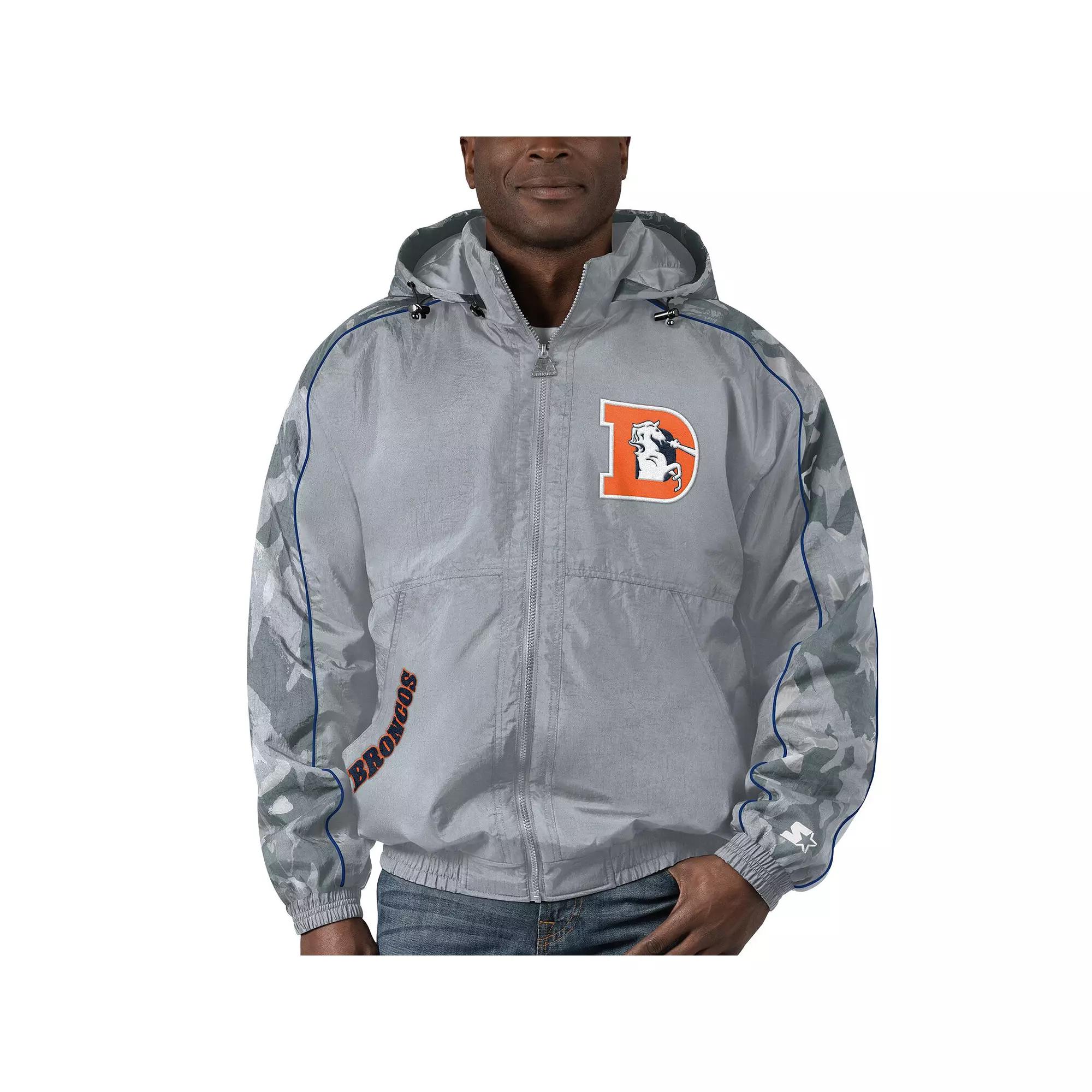 Men's Starter Gray Denver Broncos Thursday Night Gridiron Throwback Full-Zip Jacket, Size: Medium, Grey Product Image