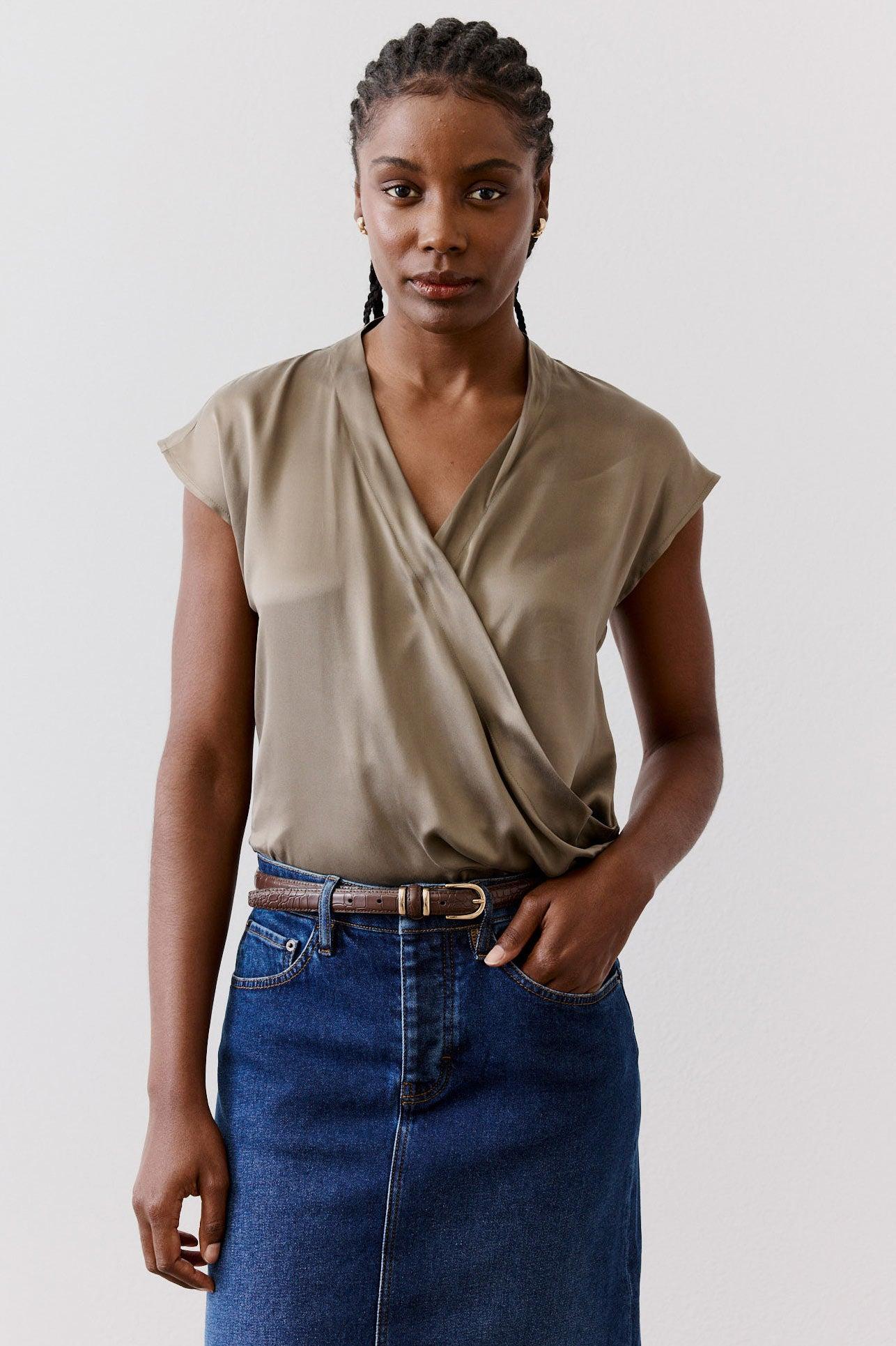 The Wrap Washable Silk Top Product Image