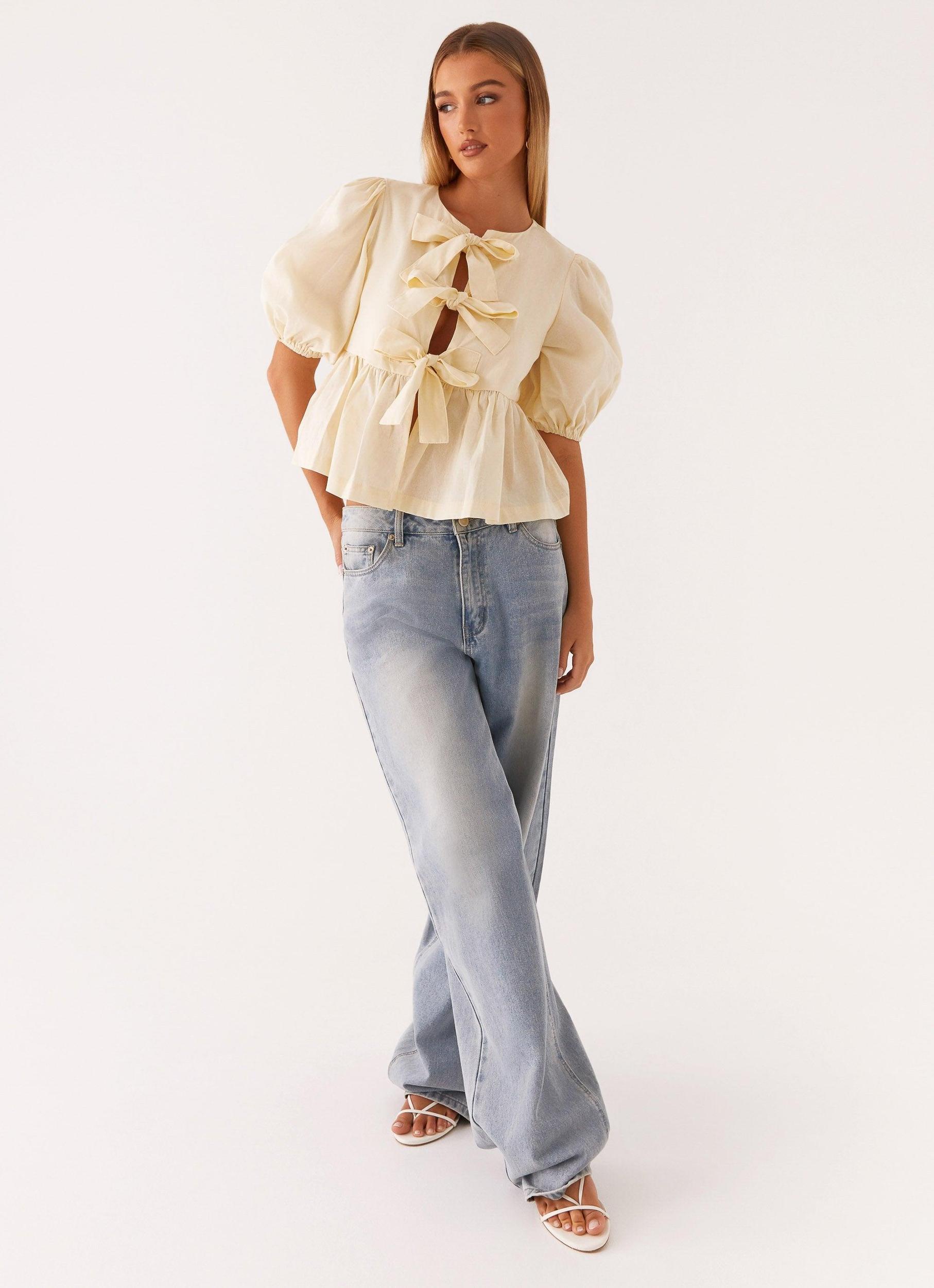 Western Wind Tie Top - Yellow Product Image