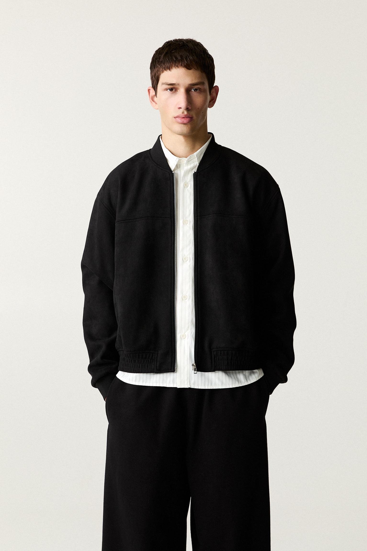 Faux suede bomber jacket Product Image