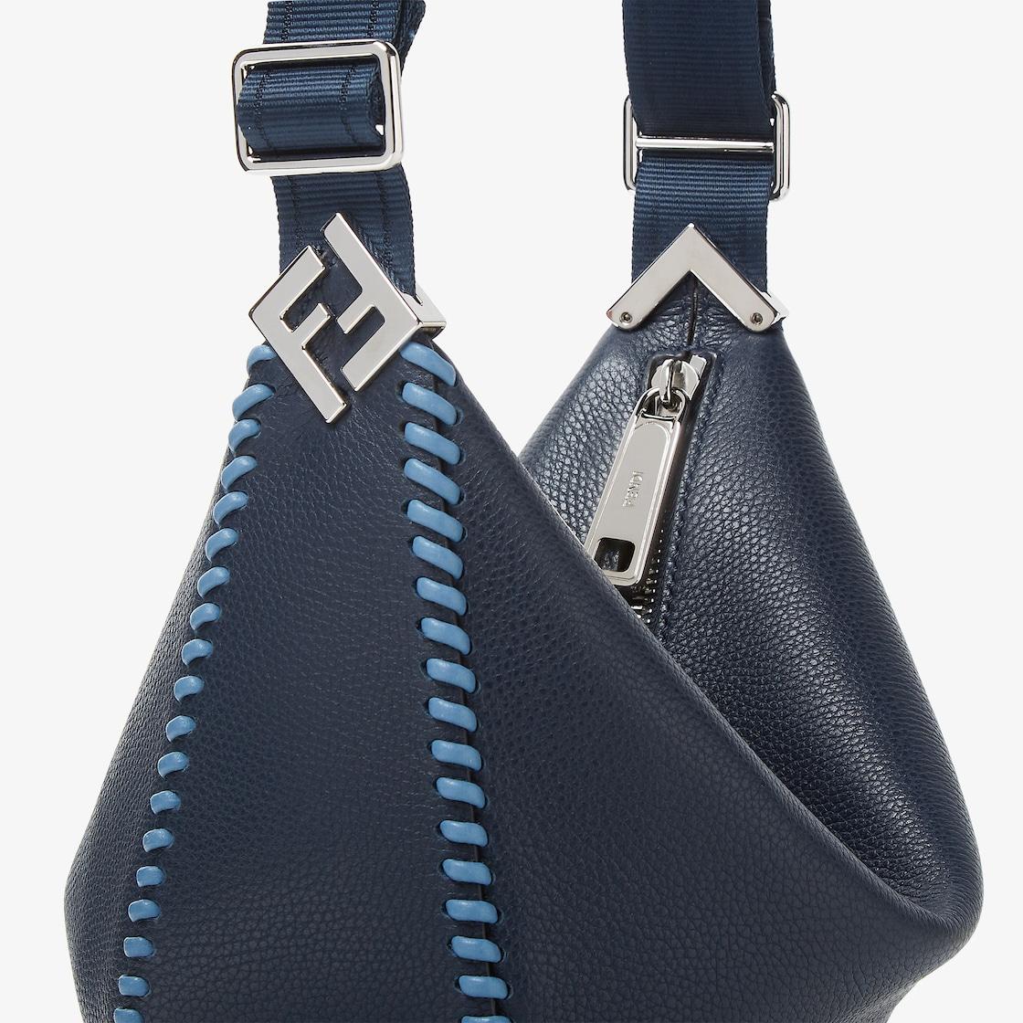 Fendi Roma Leather Fendi Melon SmallDark blue leather bag with threading Product Image