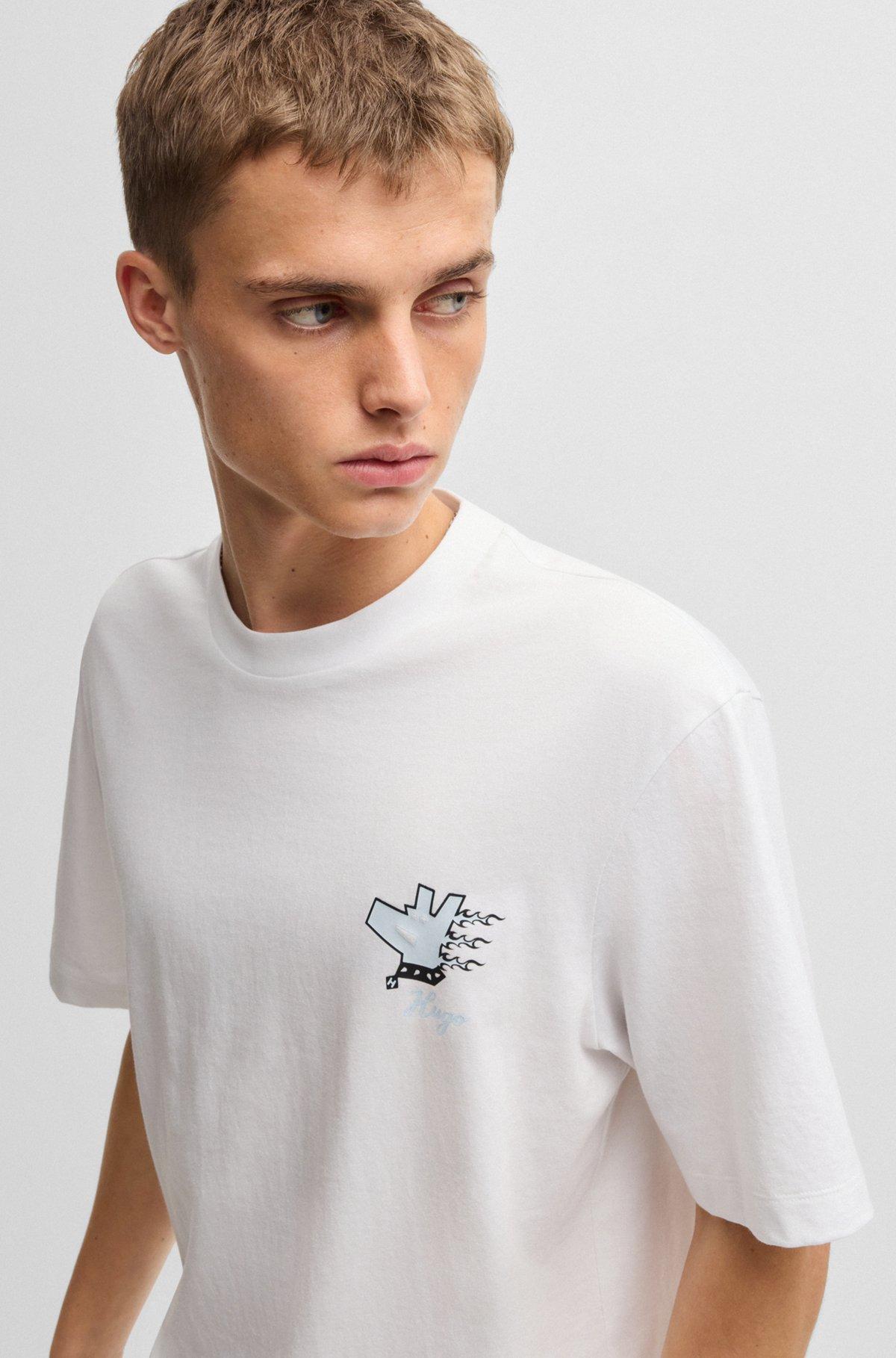 Cotton-jersey T-shirt with graphic prints Product Image